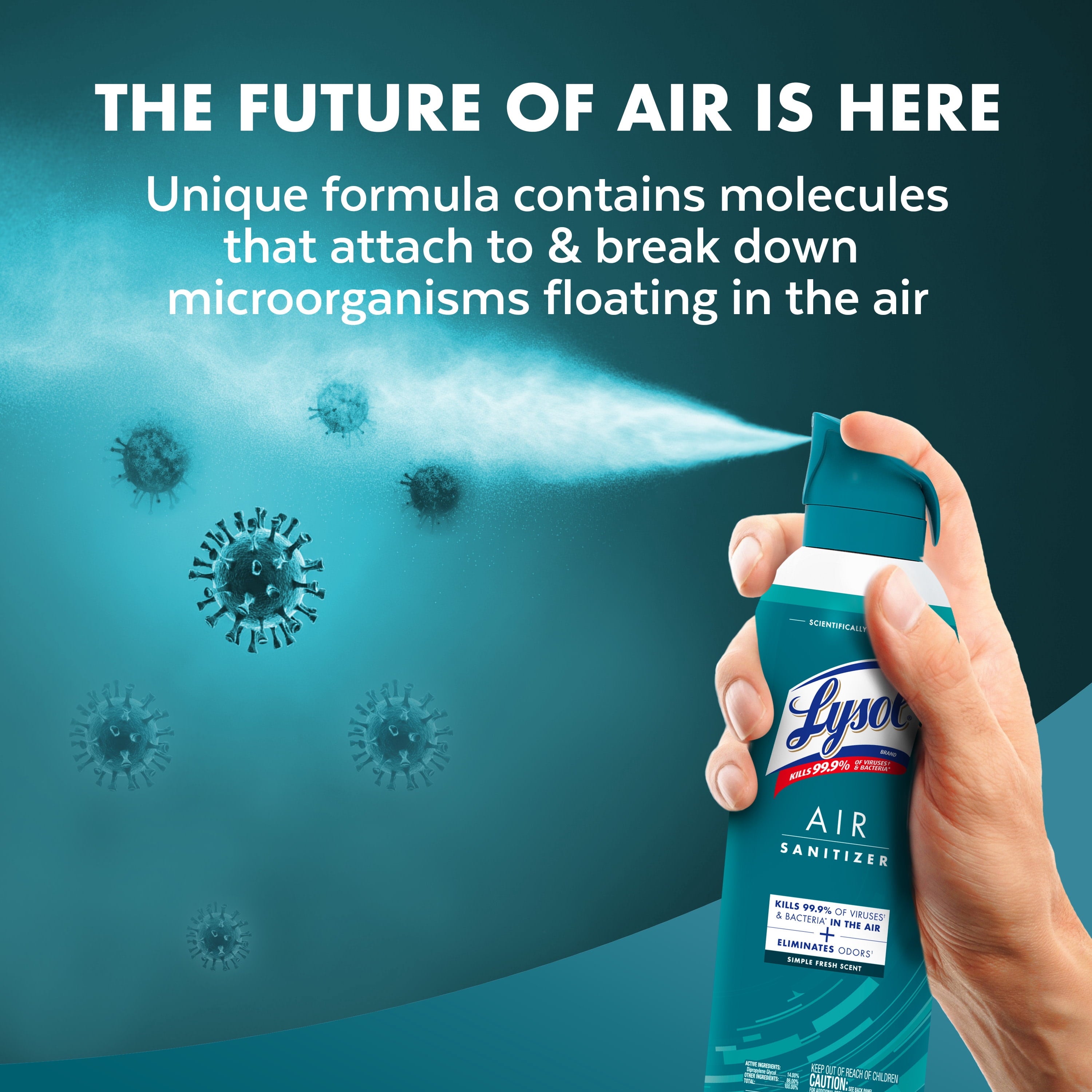 Lysol Air Sanitizer Spray - Air Sanitizer and Bacterial Odor Eliminating, Simple Fresh, 10 oz