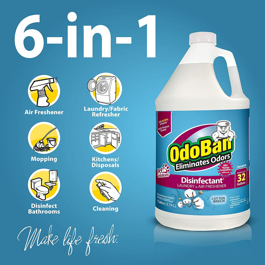 OdoBan Disinfectant Concentrate and Odor Eliminator - 4 Gallons, Cotton Breeze Scent
