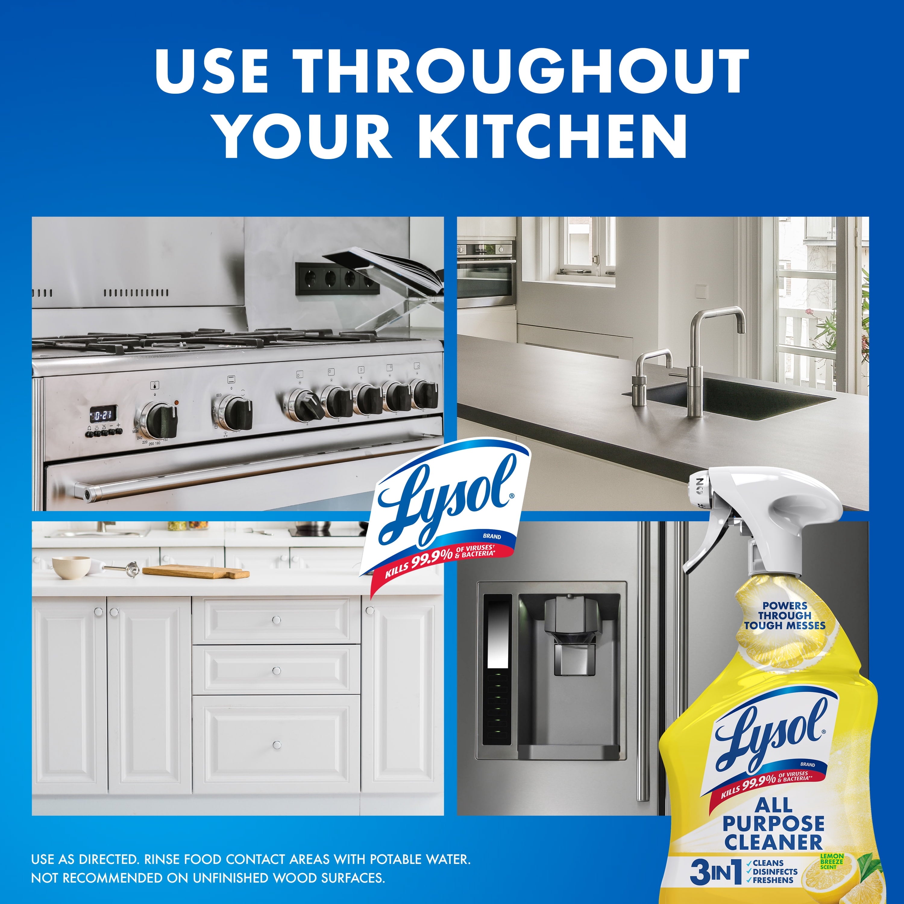 Lysol All-Purpose Spray Cleaner for Sanitizing and Disinfecting - Lemon, 32 fl oz, Pack of 2
