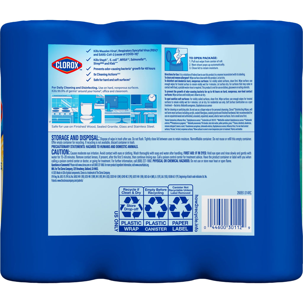 Clorox Disinfecting Cleaning Wipes Variety Pack - Bleach Free, Fresh Scent and Crisp Lemon, 35 Count Each, Pack of 3