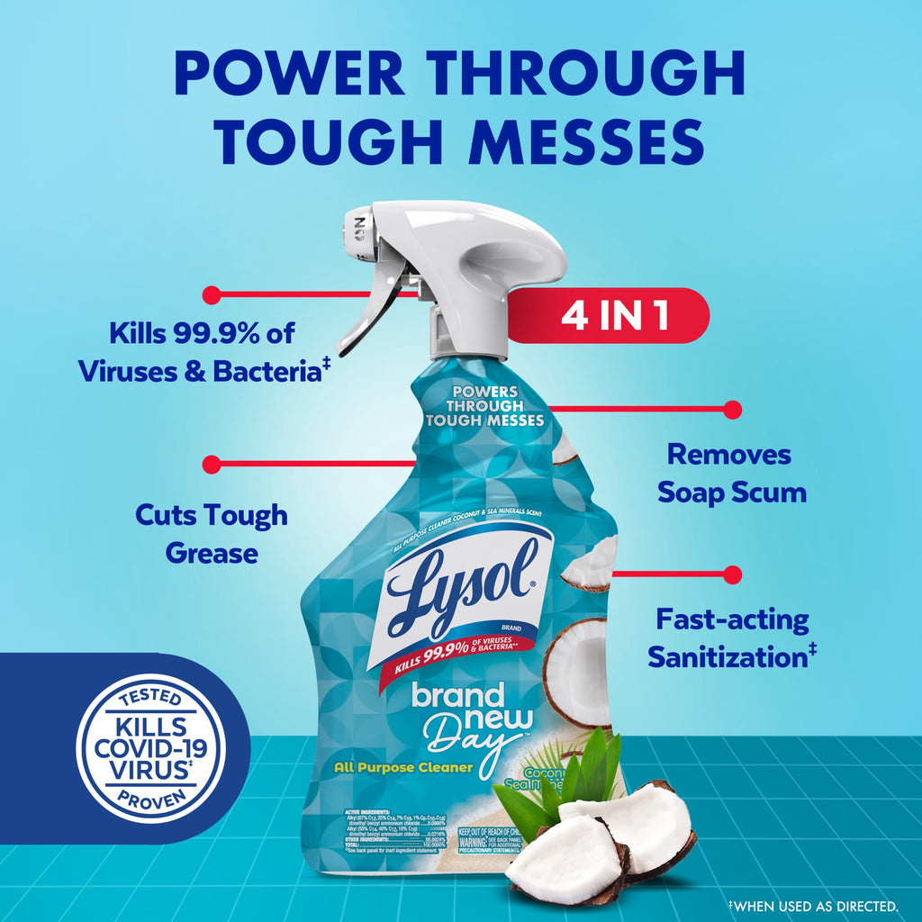 Lysol® All-Purpose Cleaner - Sanitizing and Disinfecting Spray, to Clean and Deodorize, Coconut & Sea Minerals Scent, 32 fl oz