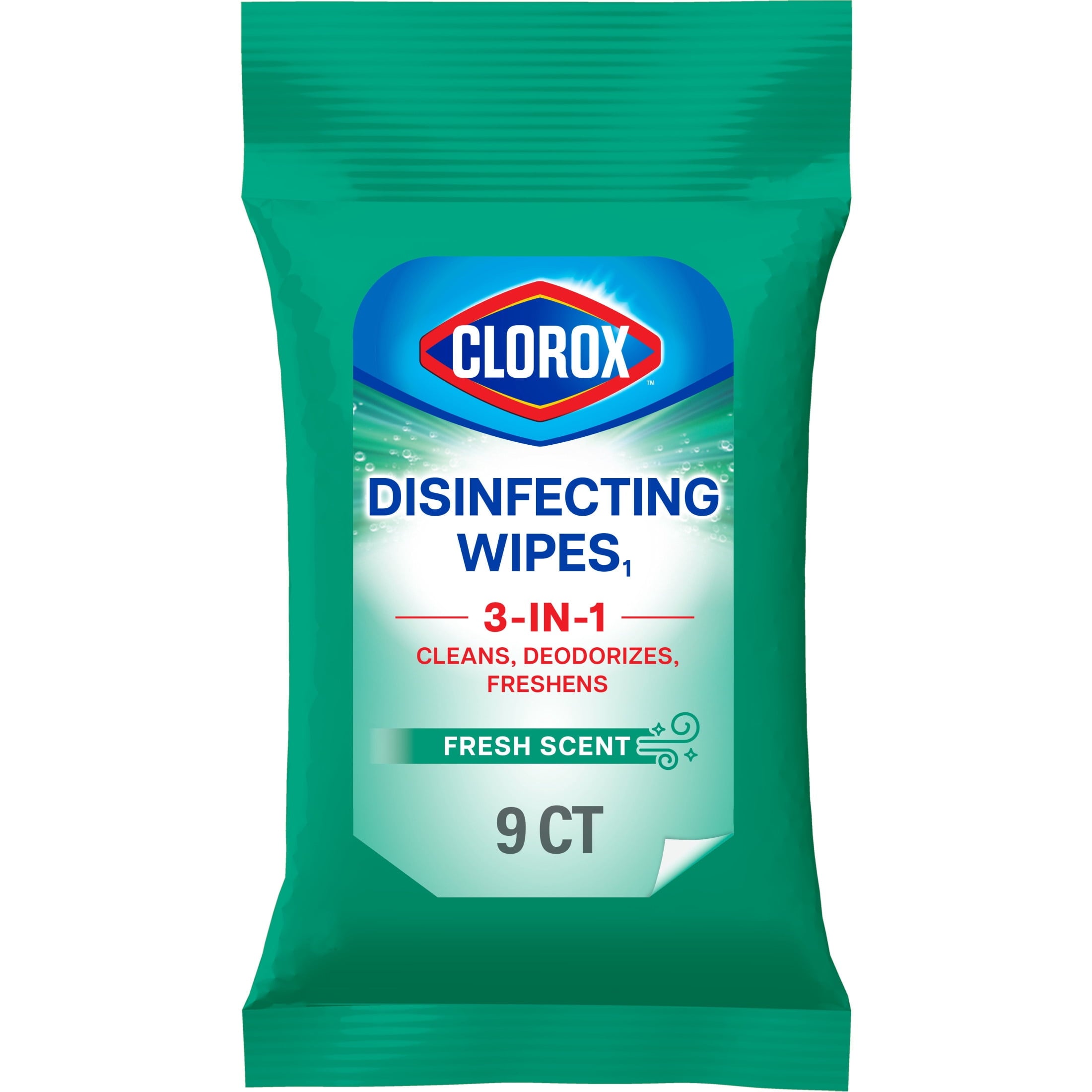 Clorox Disinfecting Cleaning Wipes To Go Pack - Bleach Free, Fresh Scent, 9 Count - 24-Pack