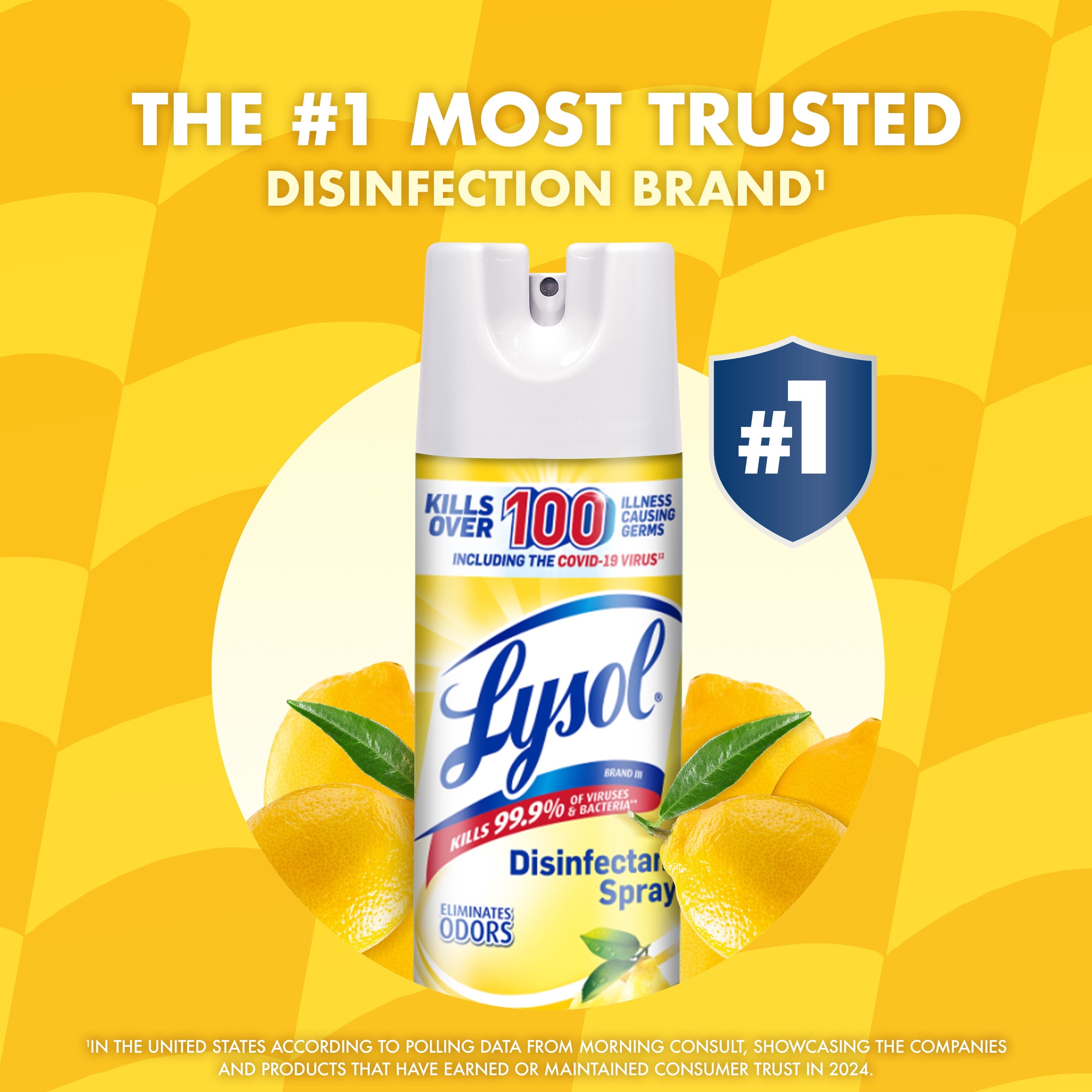 Lysol Disinfectant Spray - Sanitizing and Antibacterial Spray, Deodorizer, Lemon Breeze, 19 oz (Pack of 2)