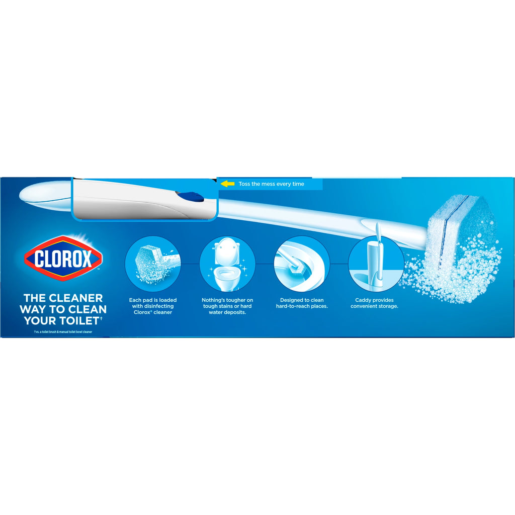 Clorox ToiletWand Disposable Toilet Cleaning System - ToiletWand, Storage Caddy and 6 Disinfecting ToiletWand Scrubbing Pad Refills