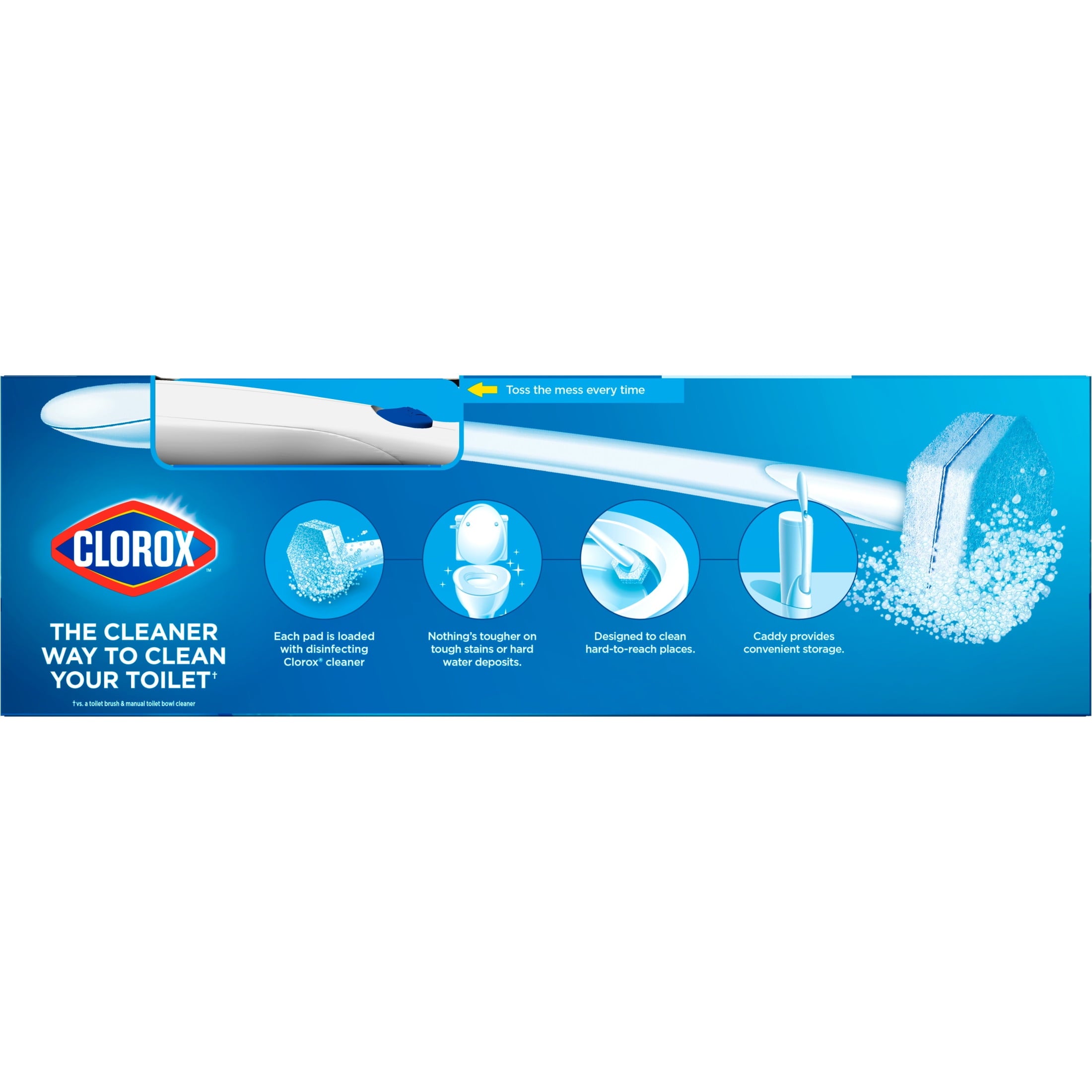 Clorox ToiletWand Disposable Toilet Cleaning System - ToiletWand, Storage Caddy and 6 Disinfecting ToiletWand Scrubbing Pad Refills
