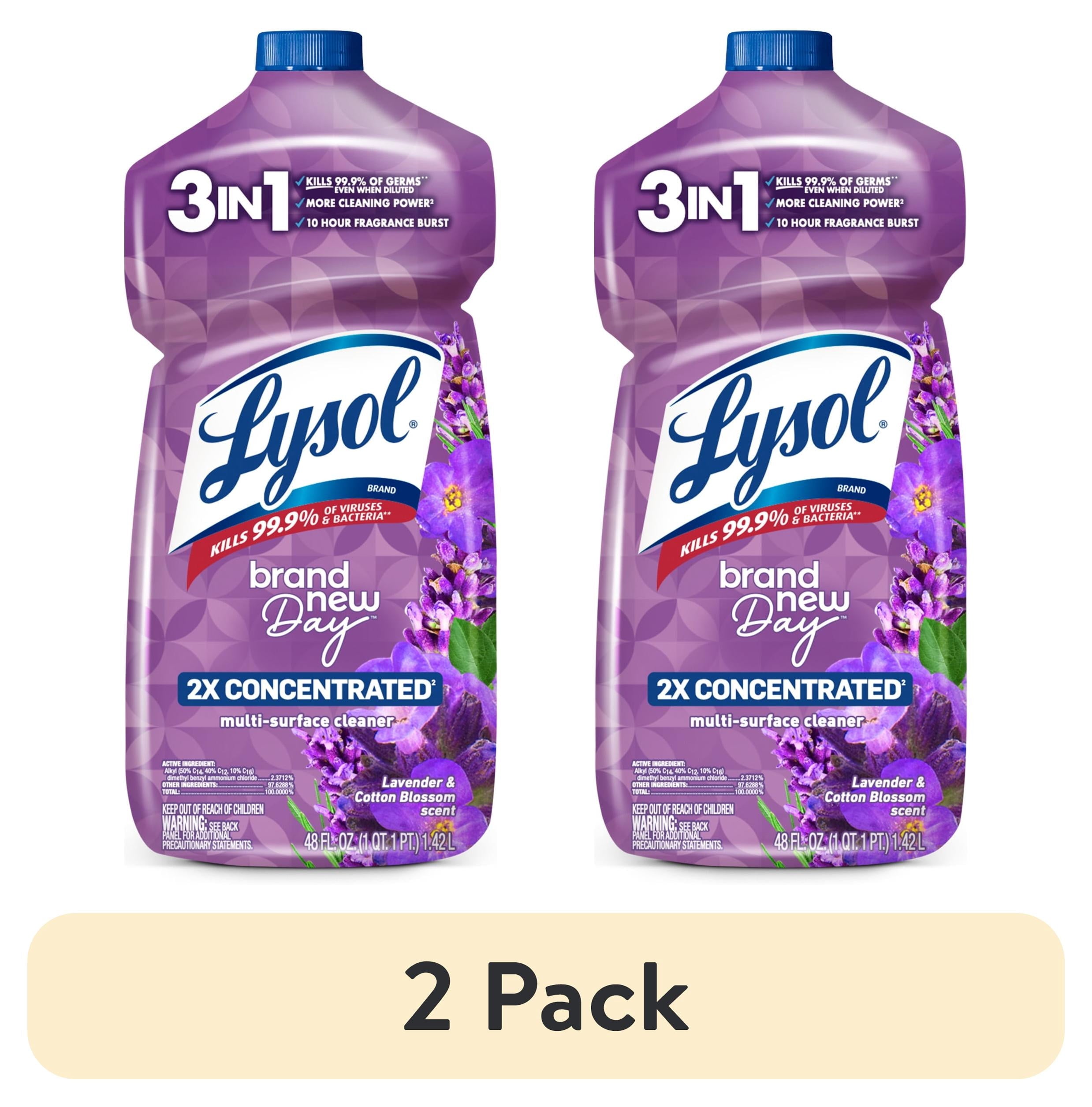 Lysol All-Purpose Cleaner - 2X Concentrated Multi-Surface Disinfectant Floor Cleaner for Mopping Solution, for Bathroom & Kitchen, Lavender & Cotton Blossom, 48 fl oz - 2-Pack