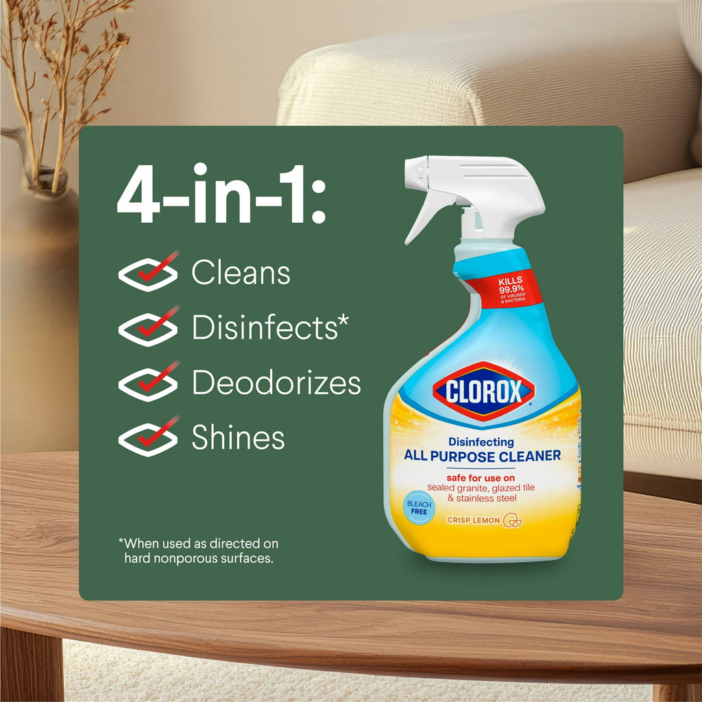 Clorox Disinfecting Bleach-Free All-Purpose Cleaner - Crisp Lemon, 32 fl oz 2 pack
