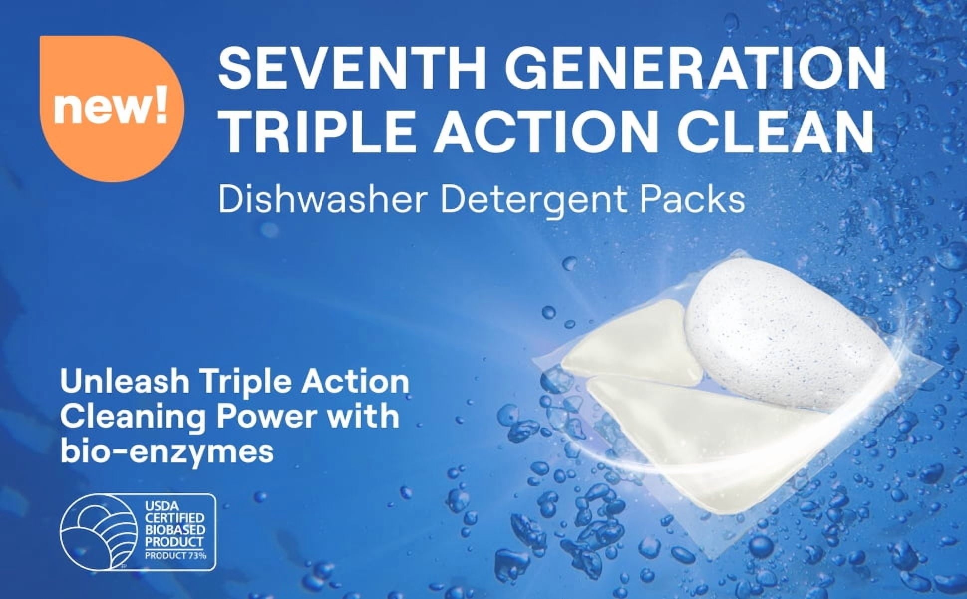Seventh Generation Dishwasher Detergent - Fragrance Free, Triple Chamber Detergent Packs, 38 Count
