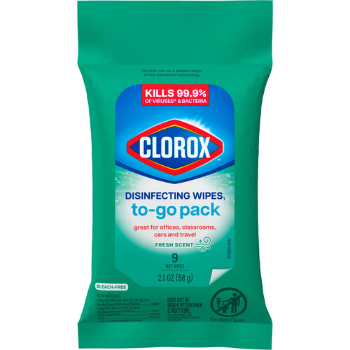 Clorox Disinfecting Cleaning Wipes To Go Pack - Bleach Free, Fresh Scent, 9 Count