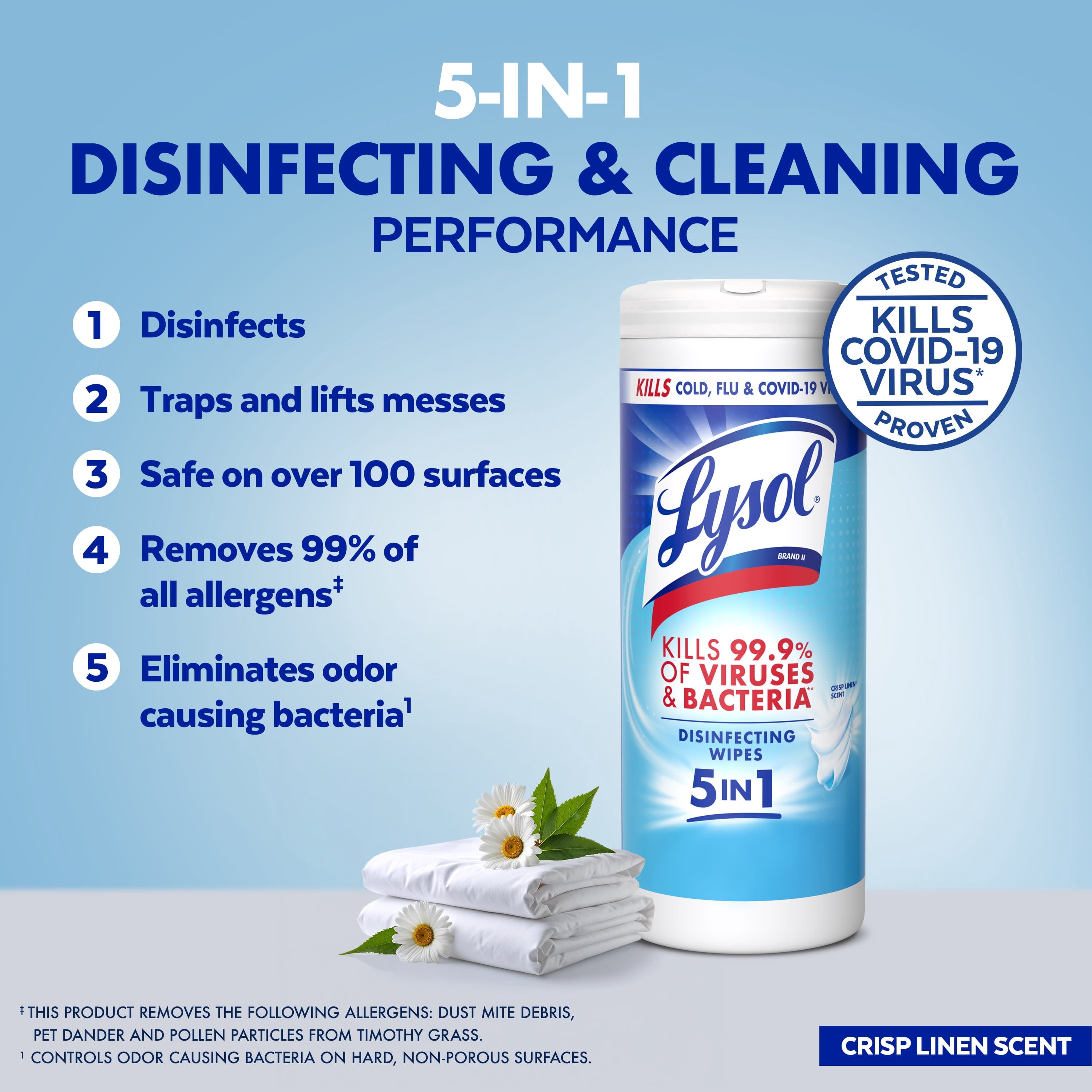 Lysol Disinfecting Wipes - All-Purpose Cleaner, Multi Surface Antibacterial Cleaning Wipes, Cleaning Supplies, Lemon + Mango & Hibiscus + Crisp Linen Scent, 35 Count Each (Pack of 3)