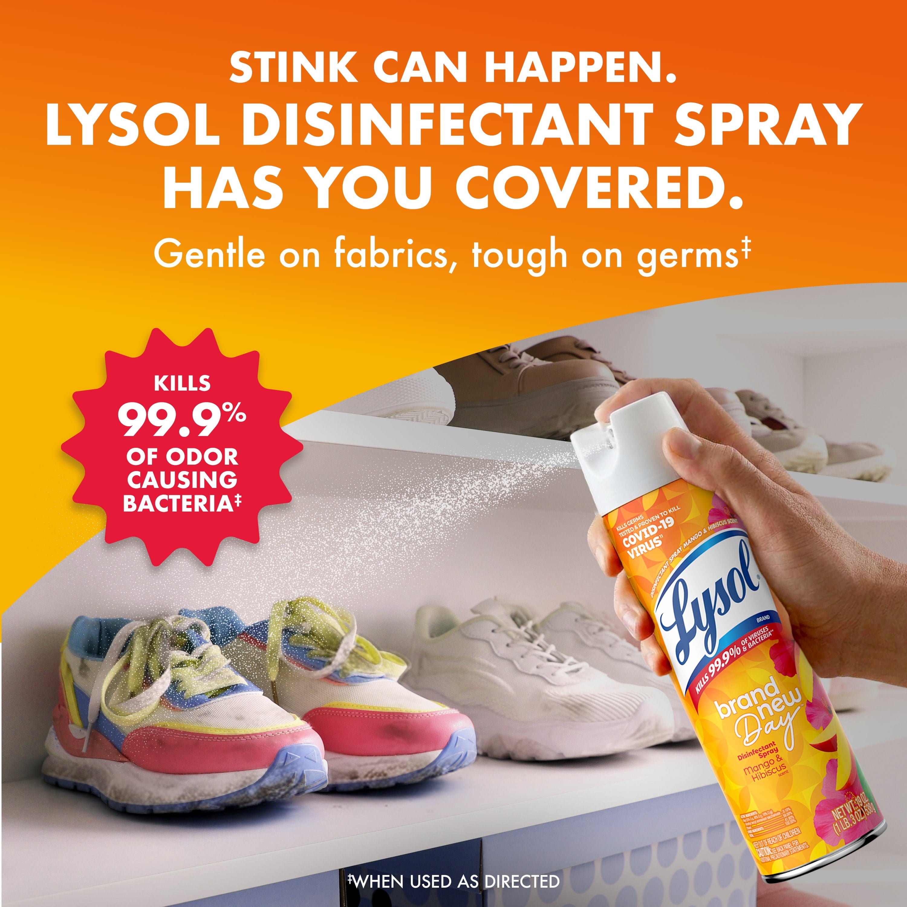 Lysol Disinfectant Sanitizing and Antibacterial Spray for Deodorizing - Mango & Hibiscus, 12.5 oz - 2-Pack
