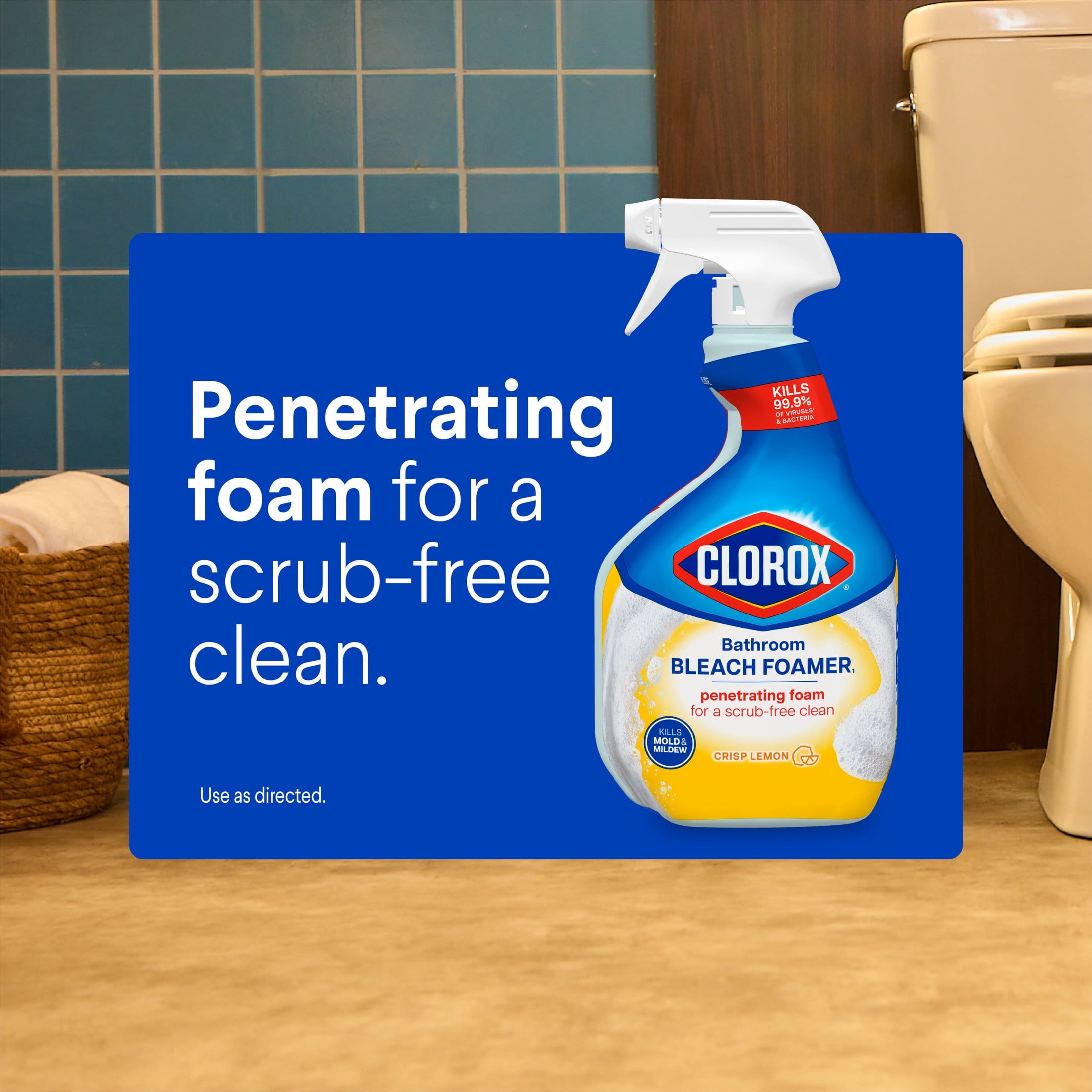 Clorox Bleach Foamer Bathroom and Shower Cleaner Spray - Crisp Lemon, 30 fl oz