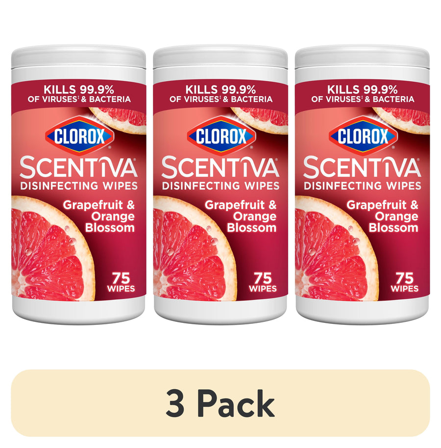 Clorox Scentiva Bleach-Free Cleaning Wipes - Grapefruit & Orange Blossom, 75 Count - 3-Pack