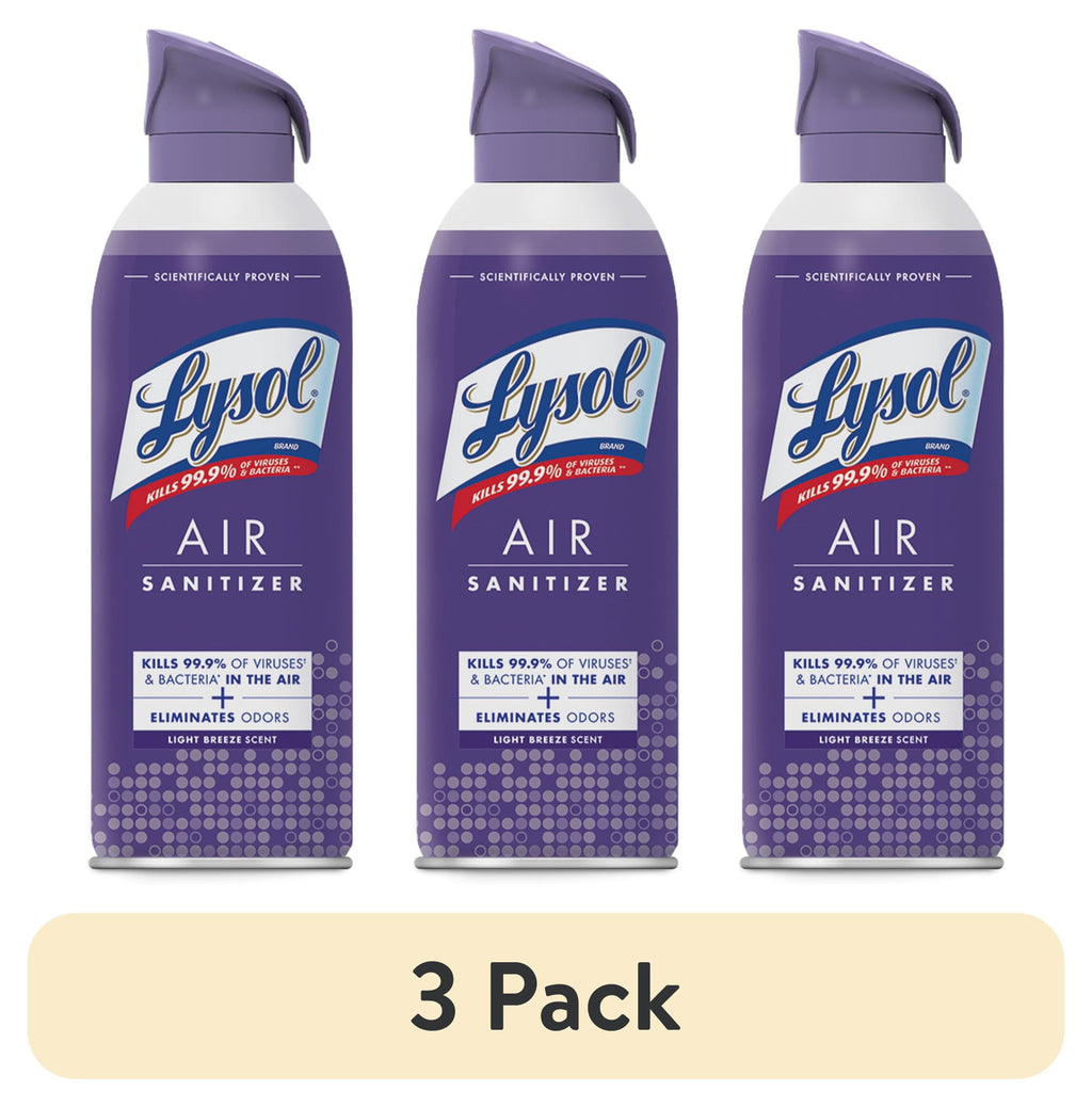Lysol Air Sanitizer Spray for Air Sanitization and Bacterial Odor Elimination - Air Freshener Alternative, Light Breeze Scent, 10 oz - 3-Pack
