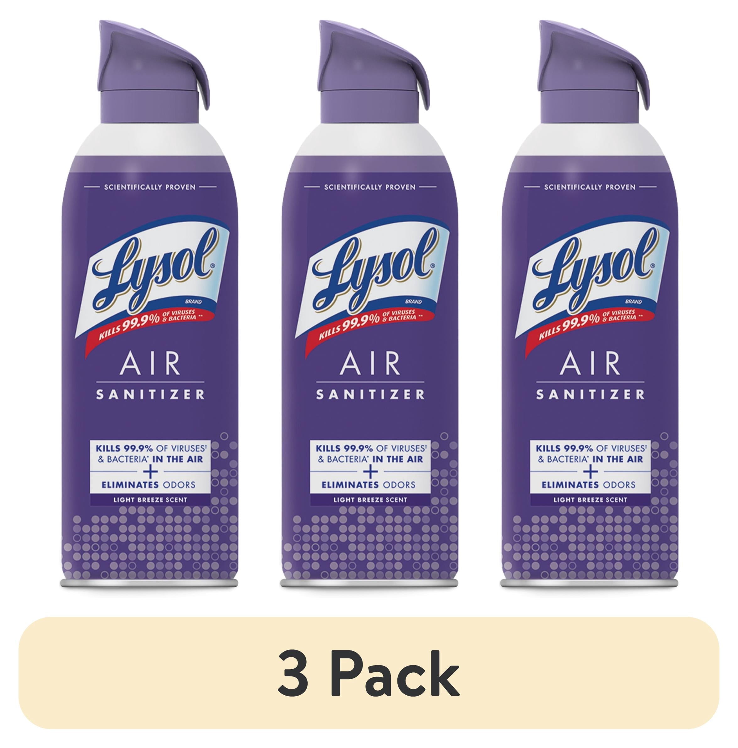 Lysol Air Sanitizer Spray for Air Sanitization and Bacterial Odor Elimination - Air Freshener Alternative, Light Breeze Scent, 10 oz - 3-Pack