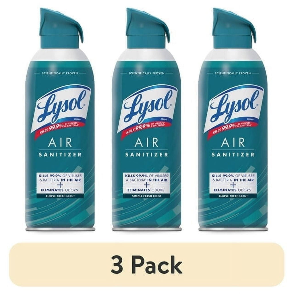 Lysol Air Sanitizer Spray - Air Sanitizer and Bacterial Odor Eliminating, Simple Fresh, 10 oz - 3-Pack