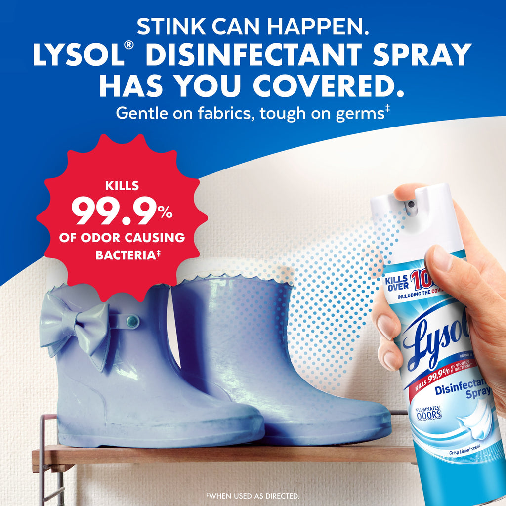 Lysol Disinfectant Spray - Sanitizing and Antibacterial Spray, Deodorizer, Crisp Linen, 19 oz (Pack of 2)