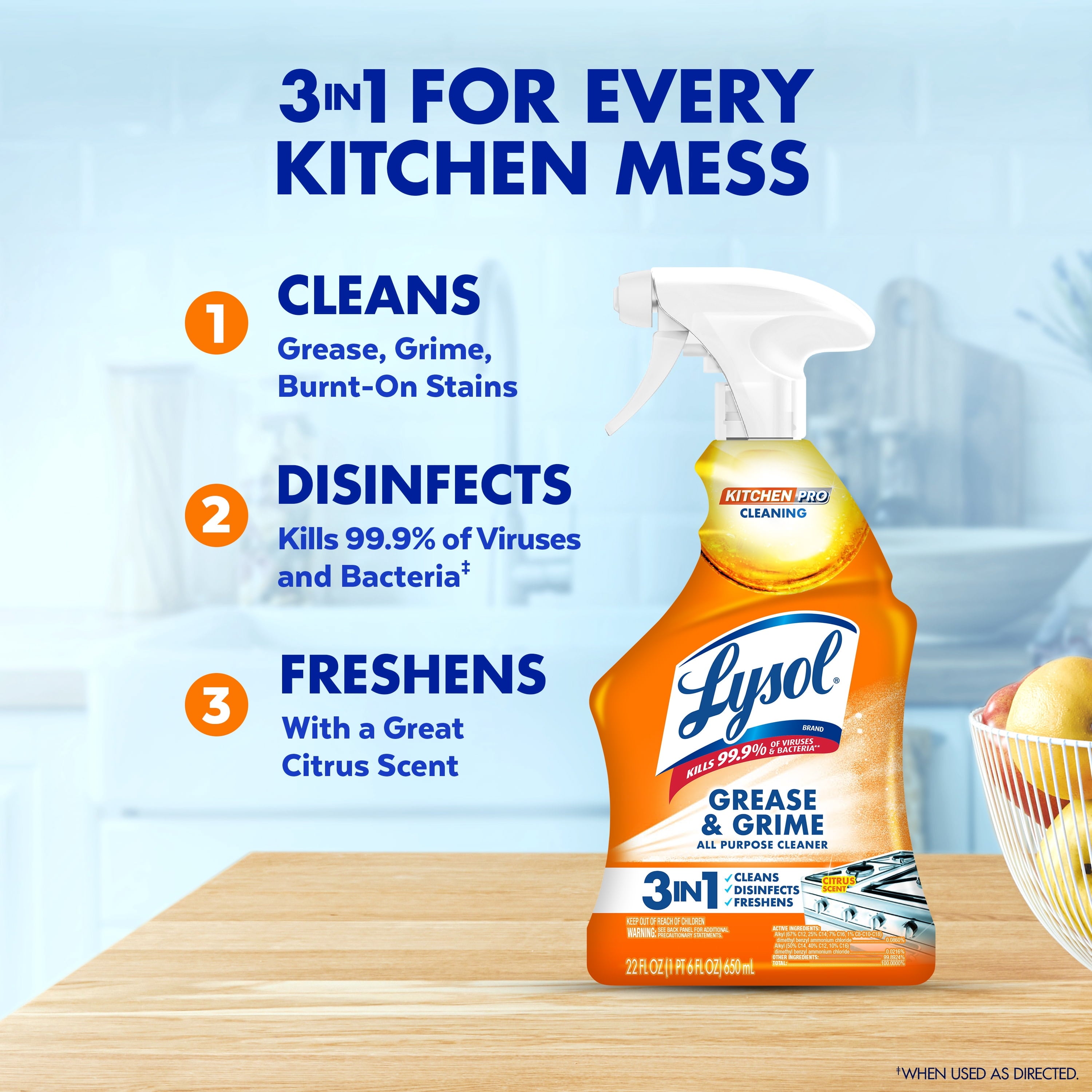 LYSOL® Kitchen Pro Antibacterial Cleaner - Trigger 9/22 fl oz. - 2-Pack