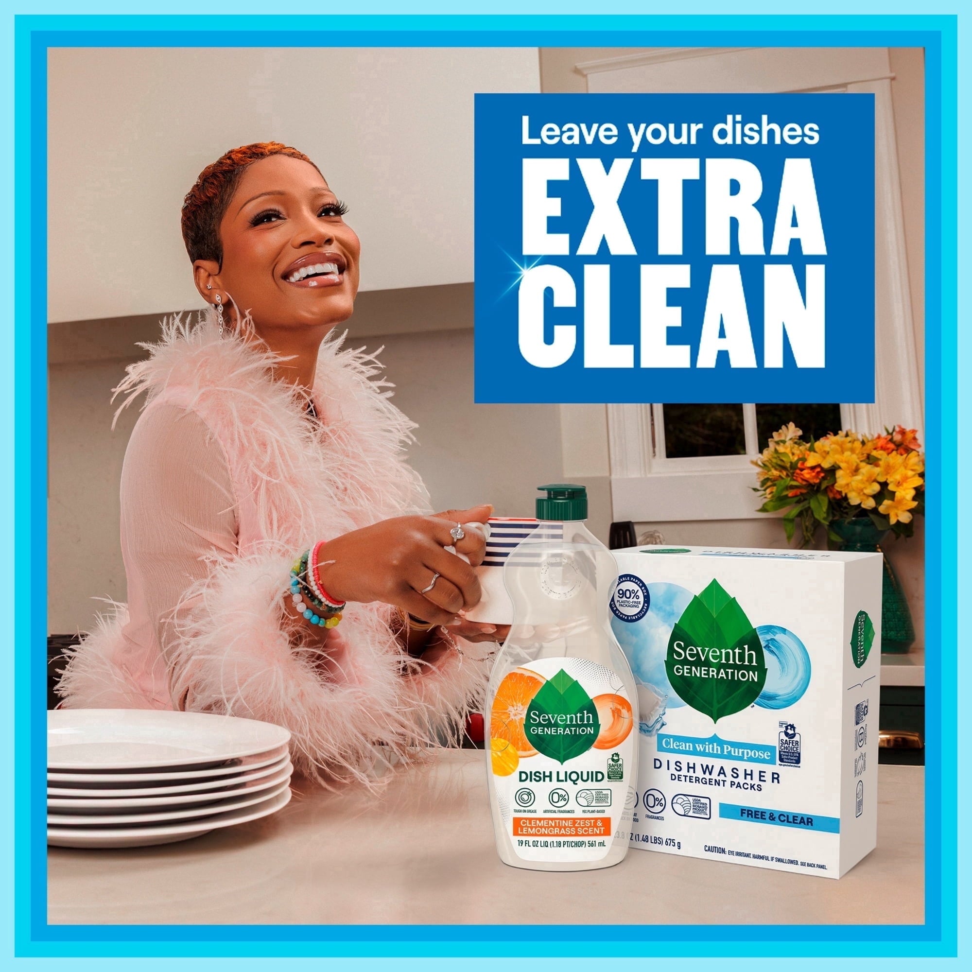 4 Box Seventh Generation Dishwasher Detergent Packs for sparkling dishes Free & Clear Dishwasher tabs 20 count