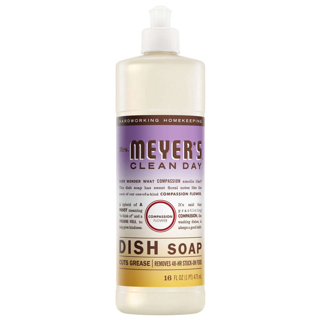 Mrs. Meyer's Clean Day Liquid Dish Soap - Compassion Flower Scent, 16 Fl Oz Bottle - 3-Pack