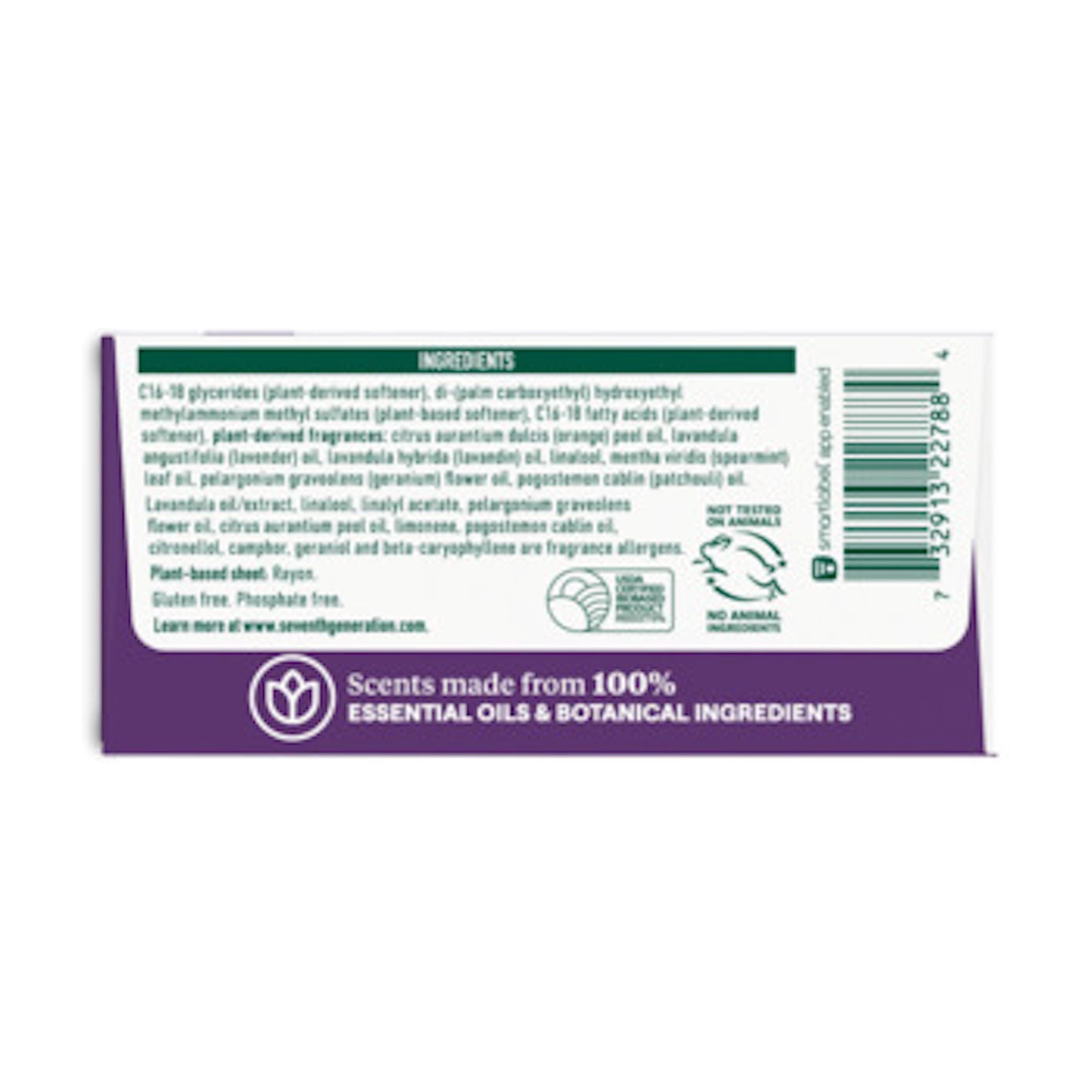 Seventh Generation Fabric Softener Dryer Sheets - Fresh Lavender, 80 Count