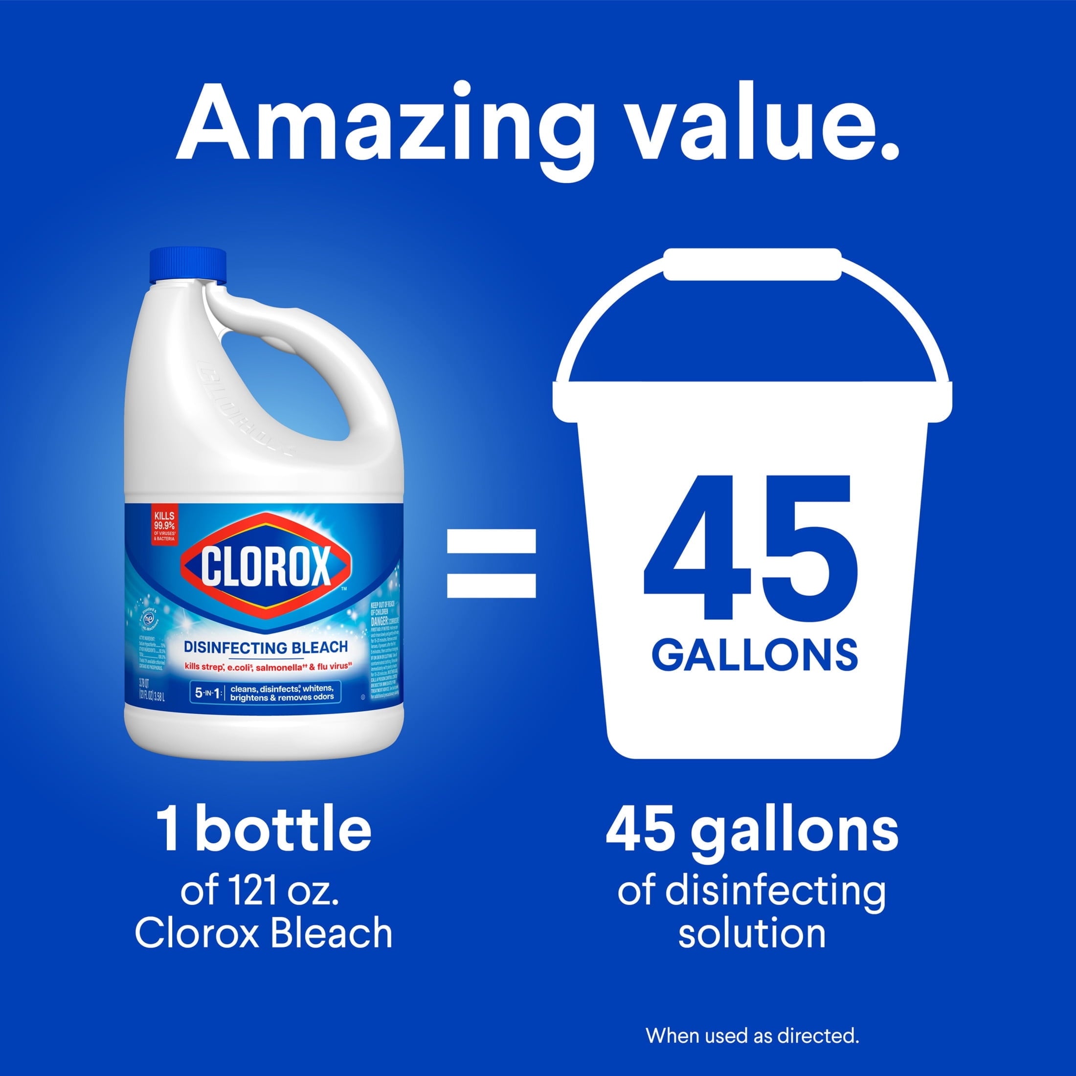 Clorox Disinfecting Liquid Bleach Cleaner - Regular Scent, 121 fl oz - 2-Pack