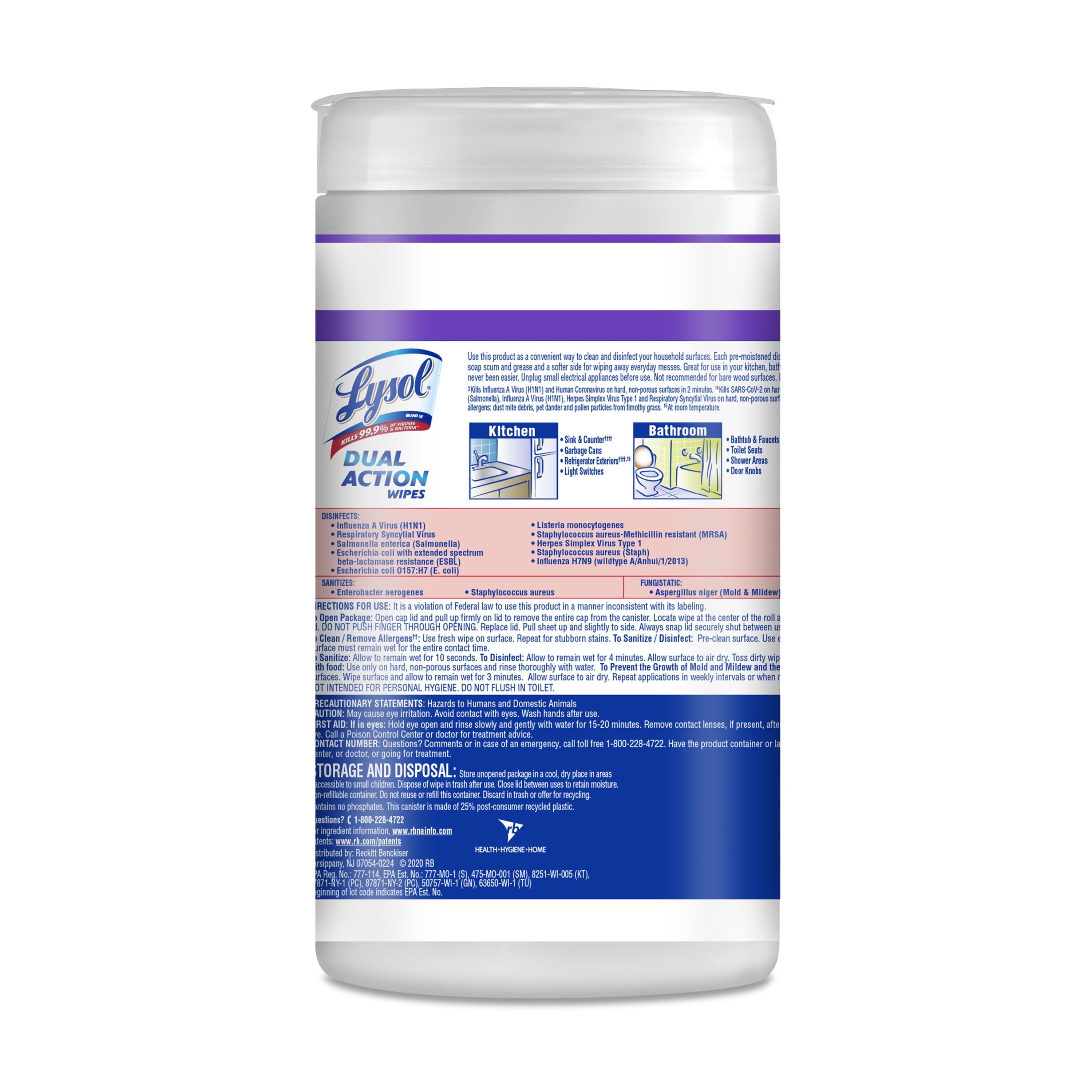 Lysol Dual Action Disinfectant Wipes - Multi-Surface Antibacterial Scrubbing Wipes, For Disinfecting and Cleaning, Citrus Scent, 75 Count