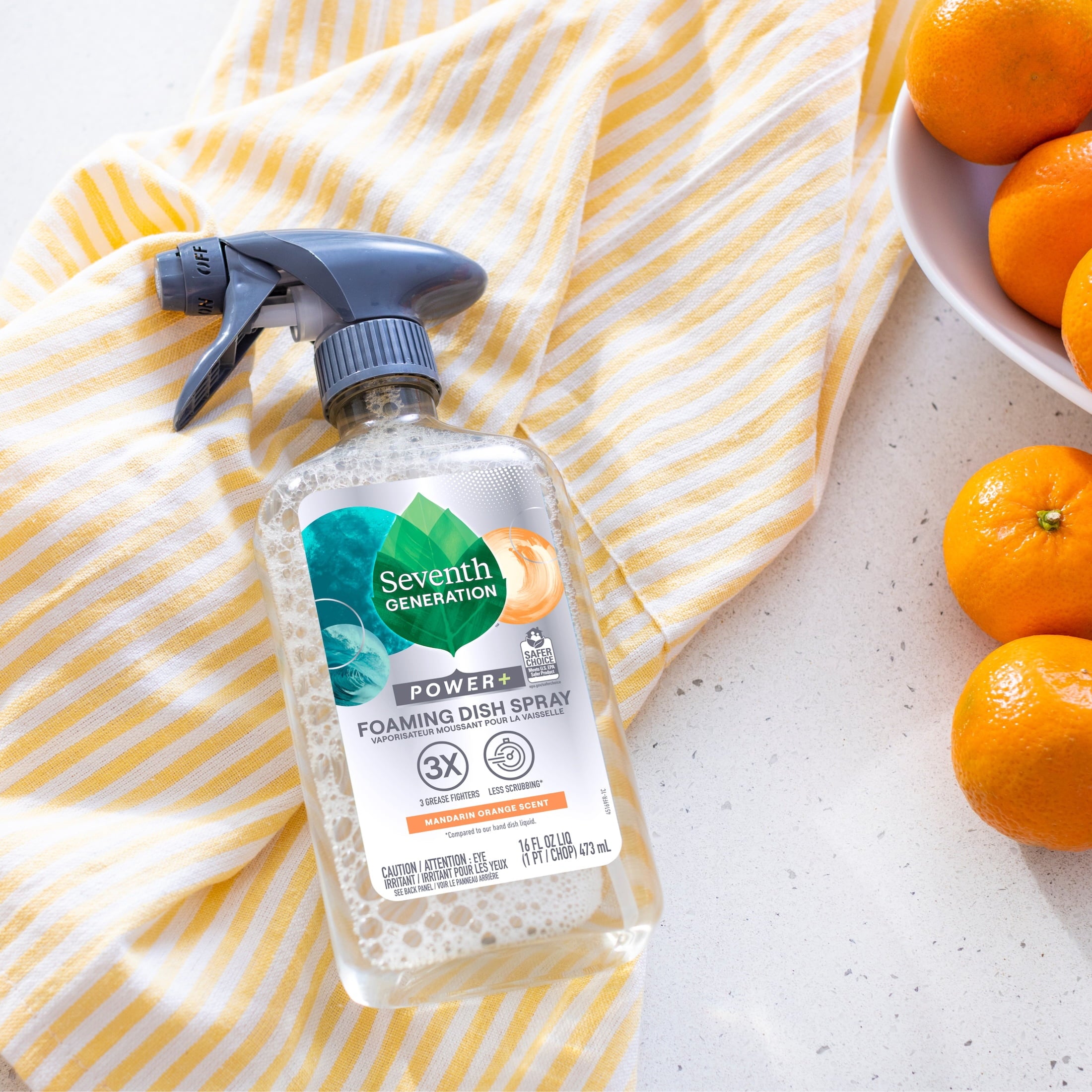 Seventh Generation Power+ Foaming Dish Spray Dishwashing Liquid Soap - Mandarin Orange Scent, 16 fl oz