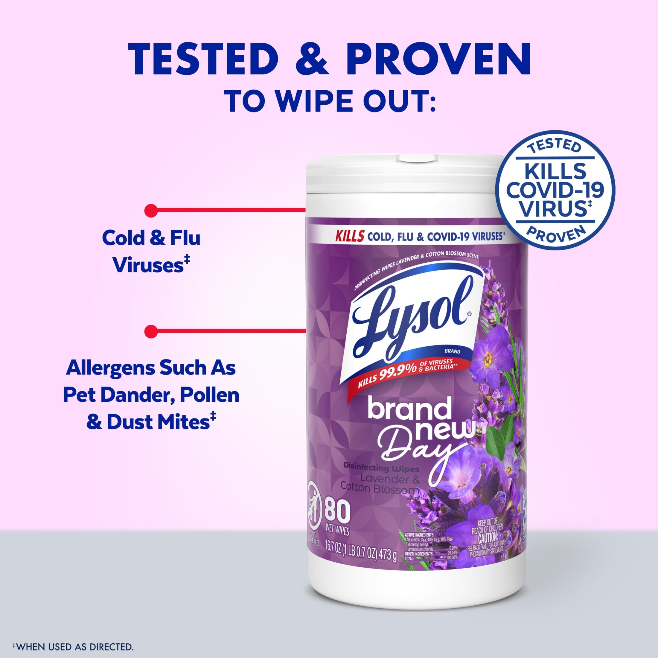 Lysol Disinfecting Wipes - All-Purpose Cleaner, Multi Surface Antibacterial Cleaning Wipes, Cleaning Supplies, Lavender & Cotton Blossom Scent, 80 Count