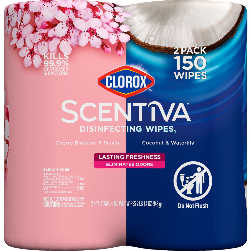 Clorox Scentiva Disinfecting Wipes - Value Pack, 75 Count Each, Pack of 2