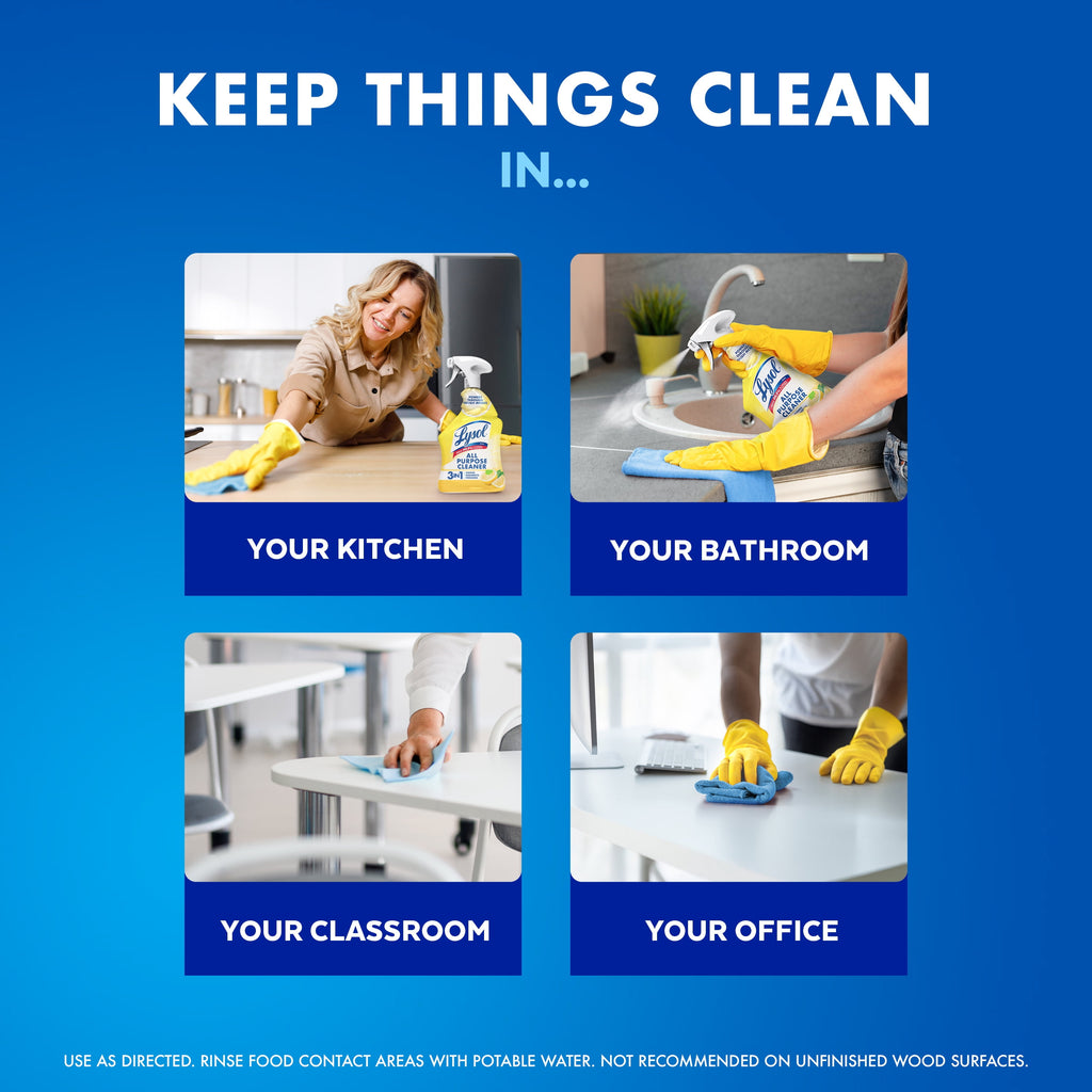 Lysol All-Purpose Spray Cleaner for Sanitizing and Disinfecting - Lemon, 32 fl oz, Pack of 2