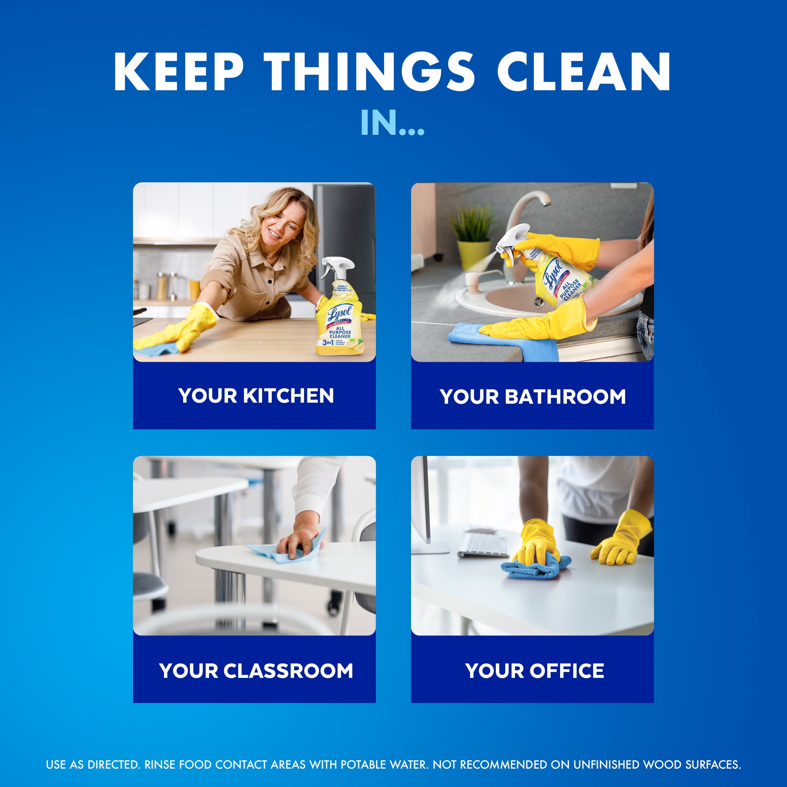 Lysol All-Purpose Spray Cleaner for Sanitizing and Disinfecting - Lemon, 32 fl oz, Pack of 2