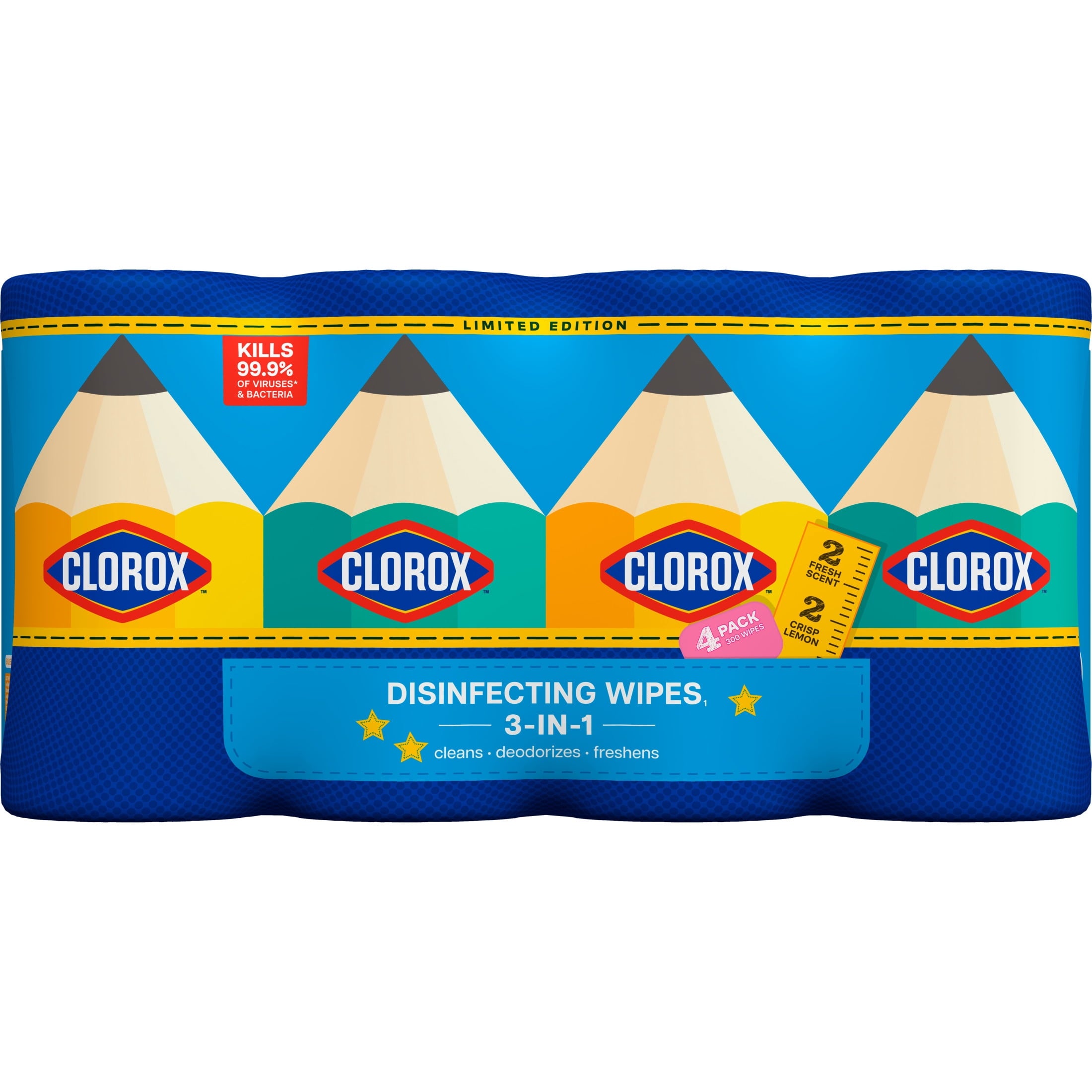 Clorox Disinfecting -Wipes Back to School Variety Pack - 75 Count Each, Pack of 4