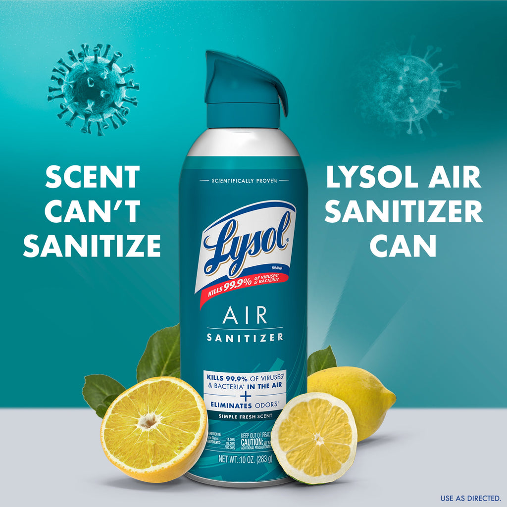 Lysol Air Sanitizer Spray - Air Sanitizer and Bacterial Odor Eliminating, Simple Fresh, 10 oz