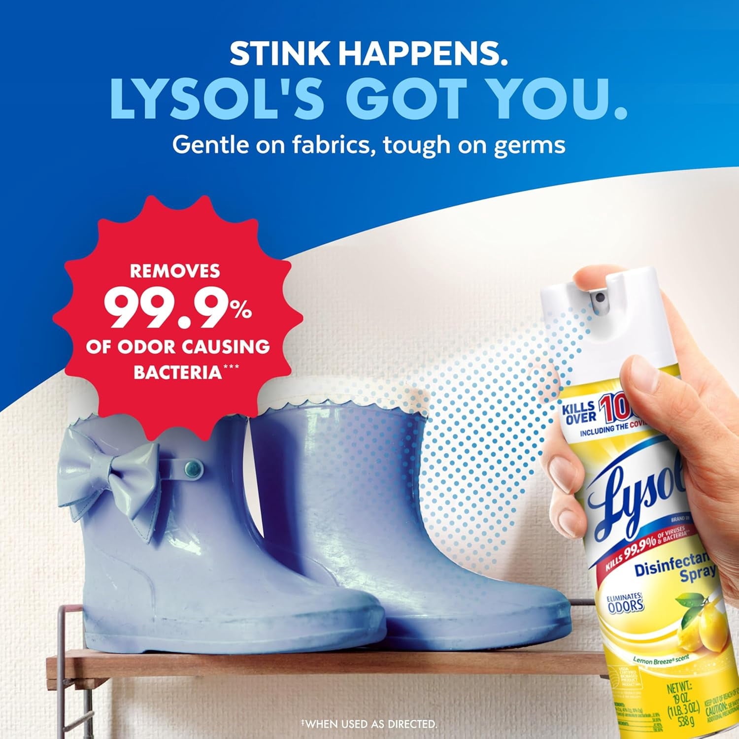 2 x - Lysol Disinfectant Spray - Sanitizing and Antibacterial Spray, For Disinfecting and Deodorizing, Lemon Breeze, 19 Fl Oz (Pack of 2), Packaging May Vary