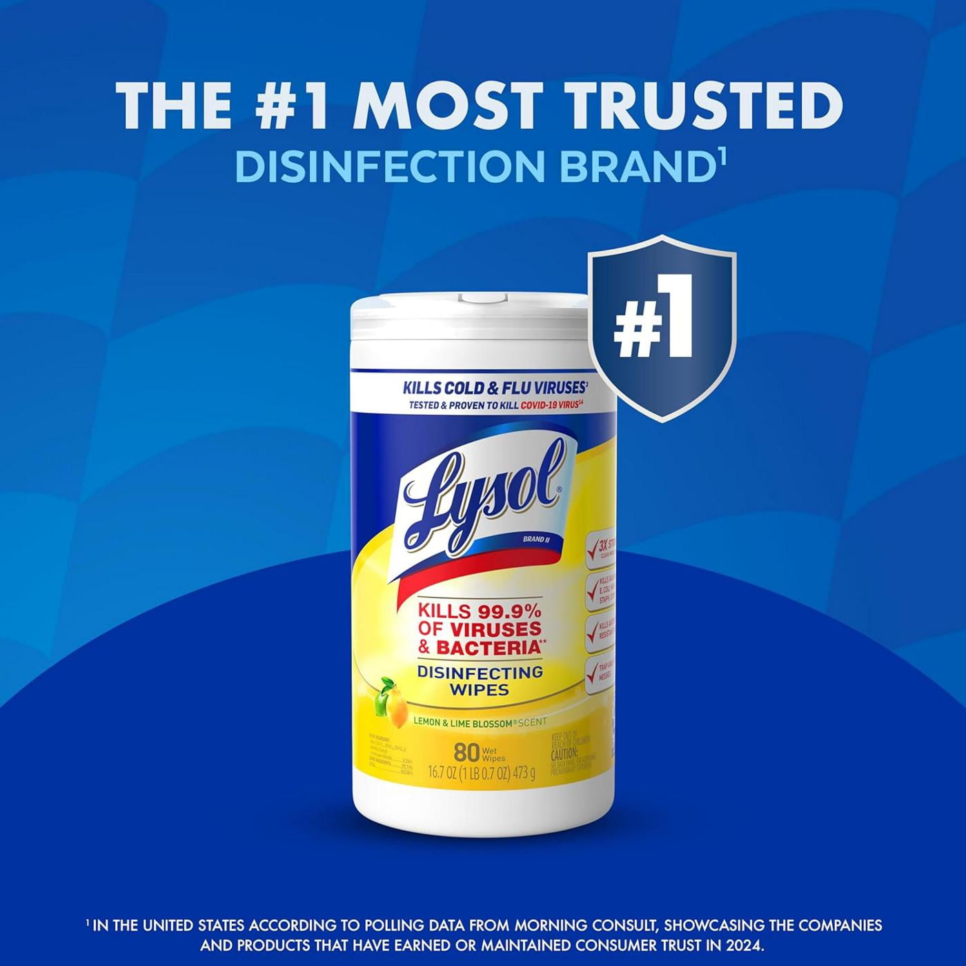 Lysol Disinfecting Wipes - Multi-Surface Antibacterial Cleaning Wipes, Lemon & Lime Blossom - 80 Count