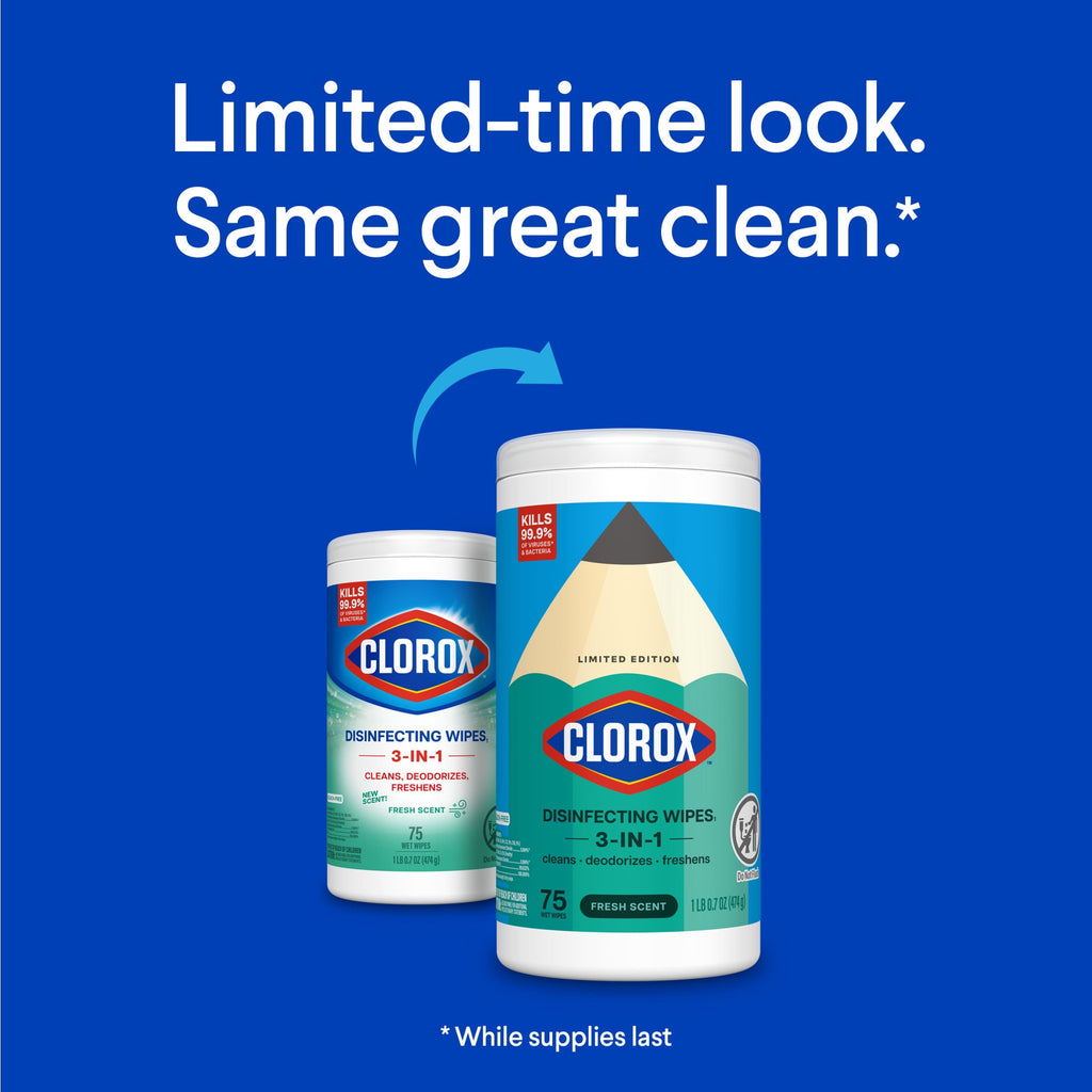 Clorox Disinfecting Wipes Limited Edition Back to School - Bleach Free, Fresh Scent, 75 Count