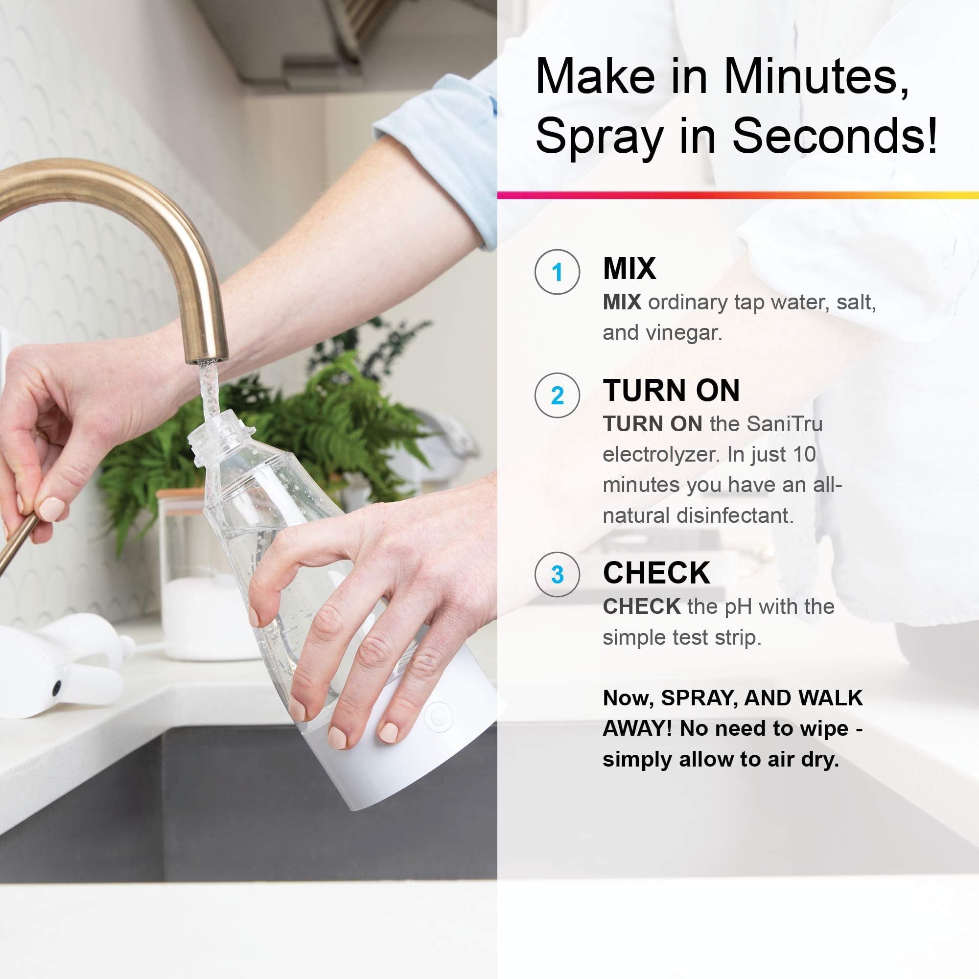 SaniTru All-Purpose Electrolyzed Cleaning Spray Maker to Disinfect & Sanitize- Non-Toxic - 100% Natural