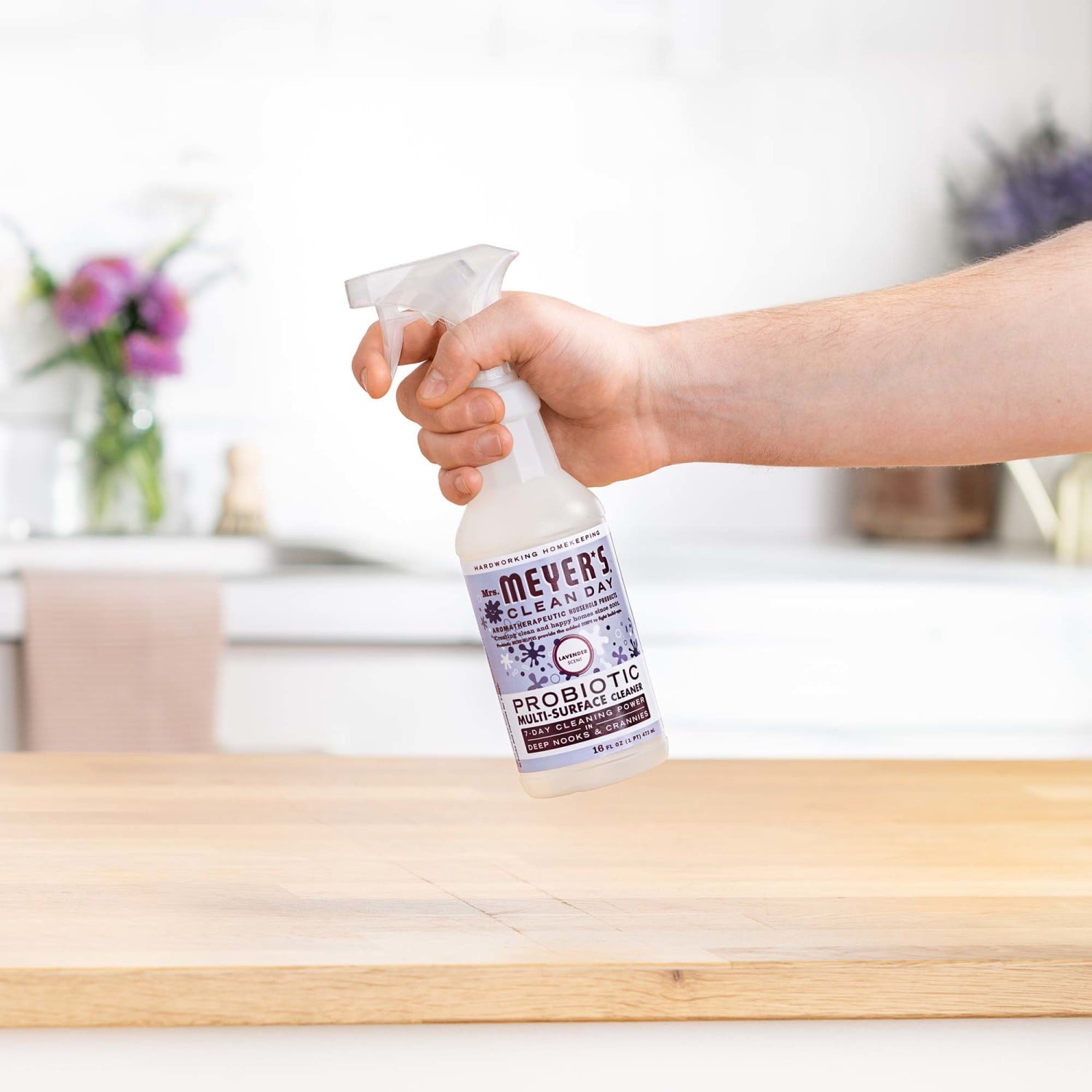 Mrs. Meyer’s Probiotic Multi-Surface Cleaning Spray - Made With Essential Oils And Other Thoughtfully Chosen Ingredients, Lavender Scent 16 oz.