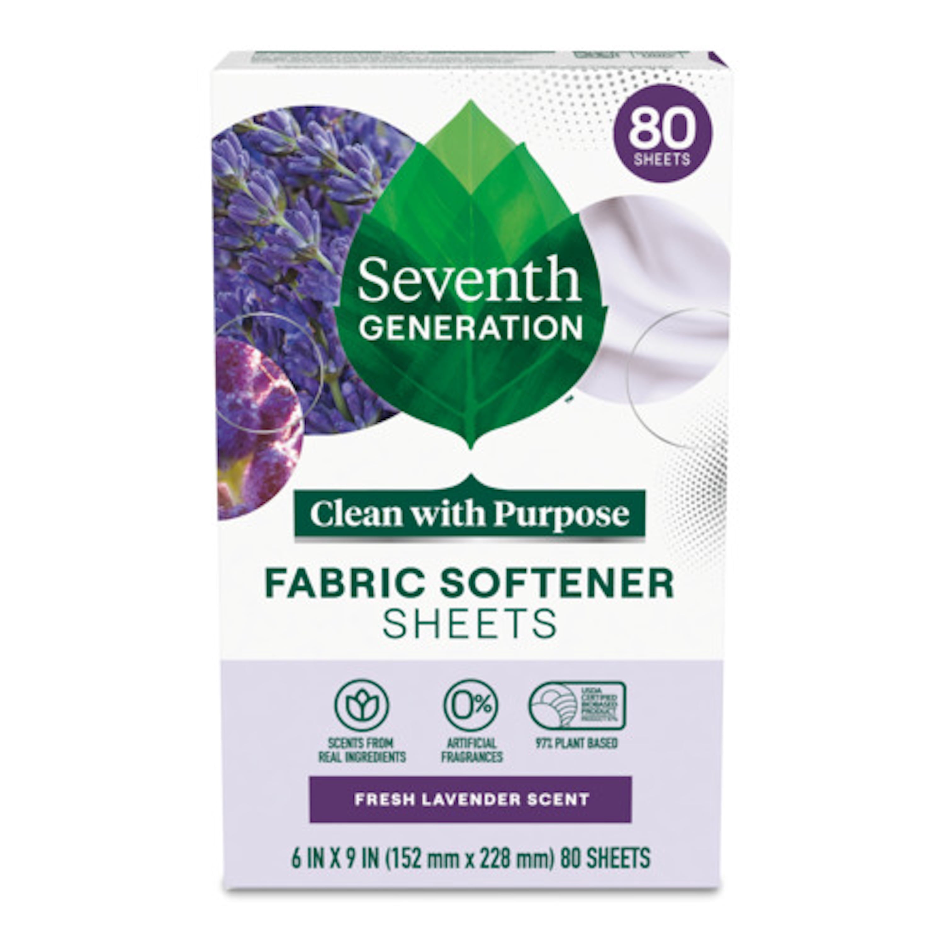 Seventh Generation Fabric Softener Dryer Sheets - Fresh Lavender, 80 Count