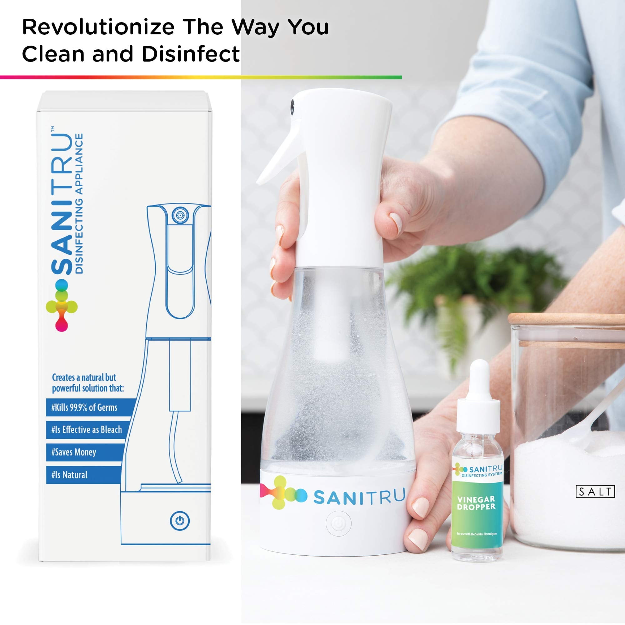 SaniTru All-Purpose Electrolyzed Cleaning Spray Maker to Disinfect & Sanitize- Non-Toxic - 100% Natural