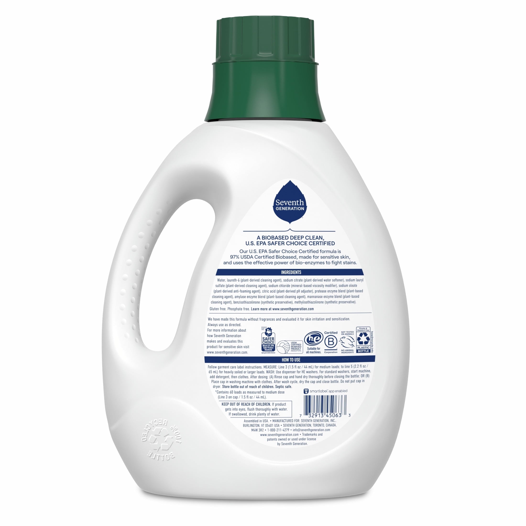 Seventh Generation Free and Clear Liquid Laundry Detergent - 90 oz, 60 Loads - 2-Pack