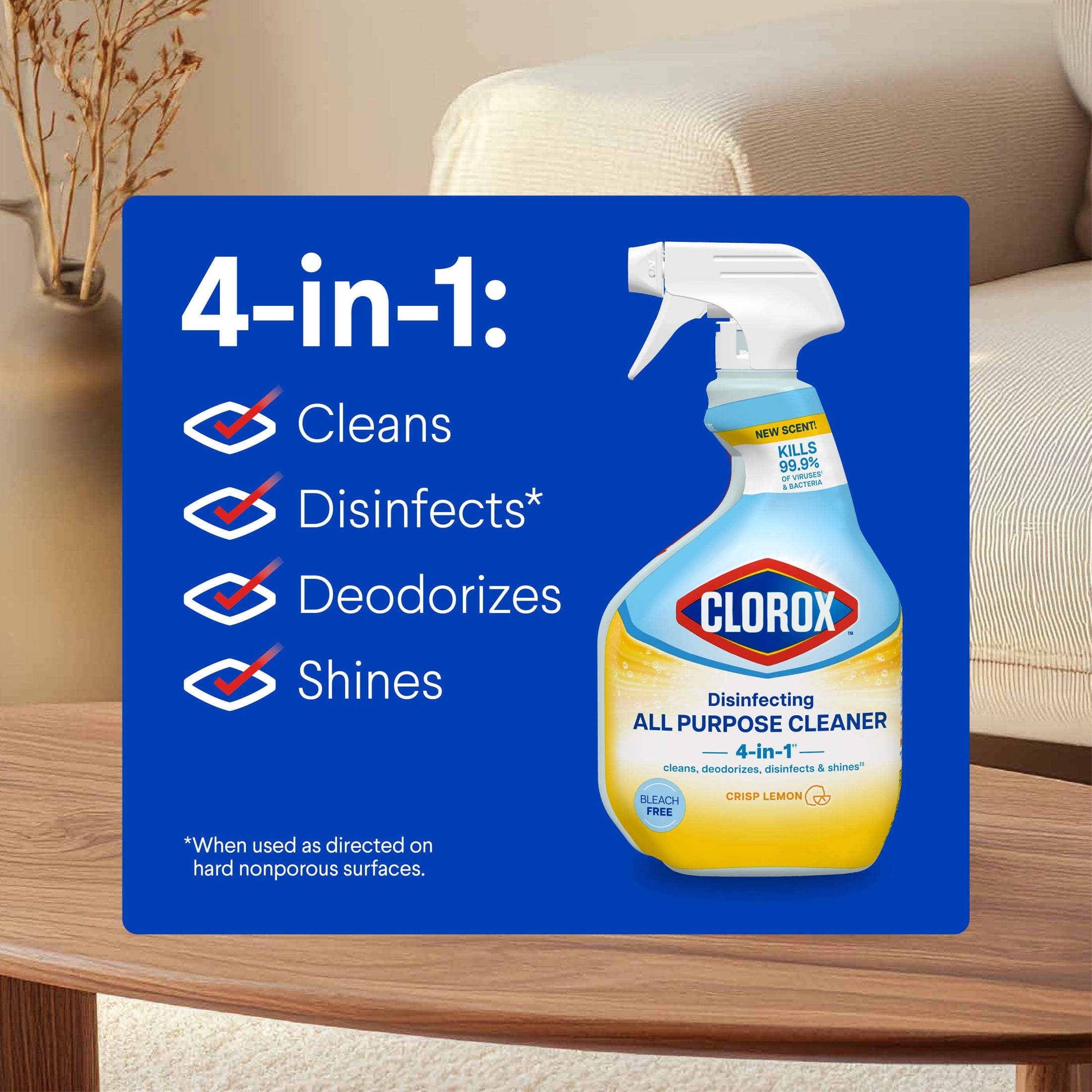 Clorox Disinfecting Bleach-Free All-Purpose Cleaner - Crisp Lemon, 32 fl oz