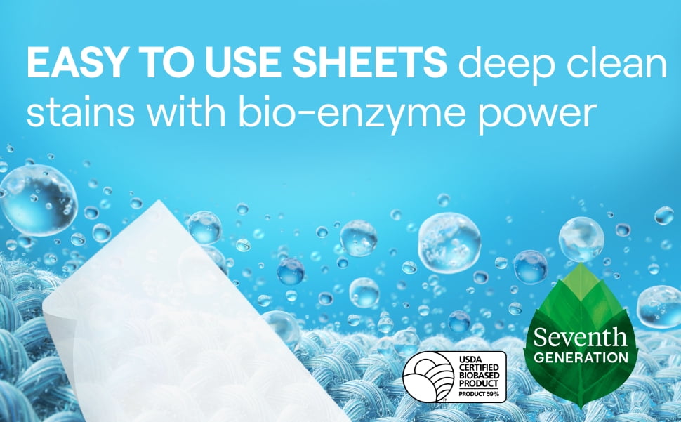 Seventh Generation Sensitive Skin Laundry Detergent Sheets - Free & Clear, 64 Loads