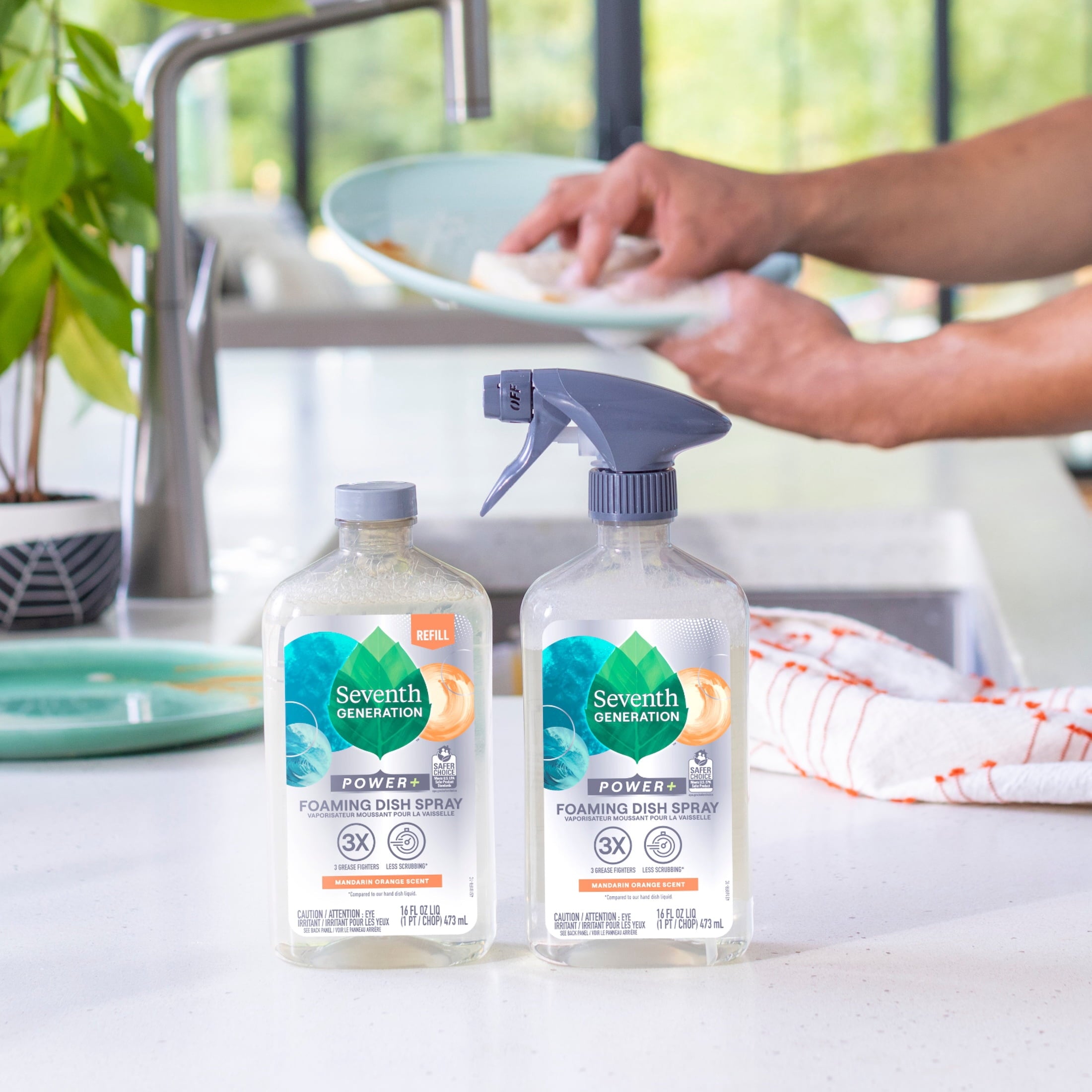 Seventh Generation Power+ Foaming Dish Spray Dishwashing Liquid Soap - Mandarin Orange Scent, 16 fl oz