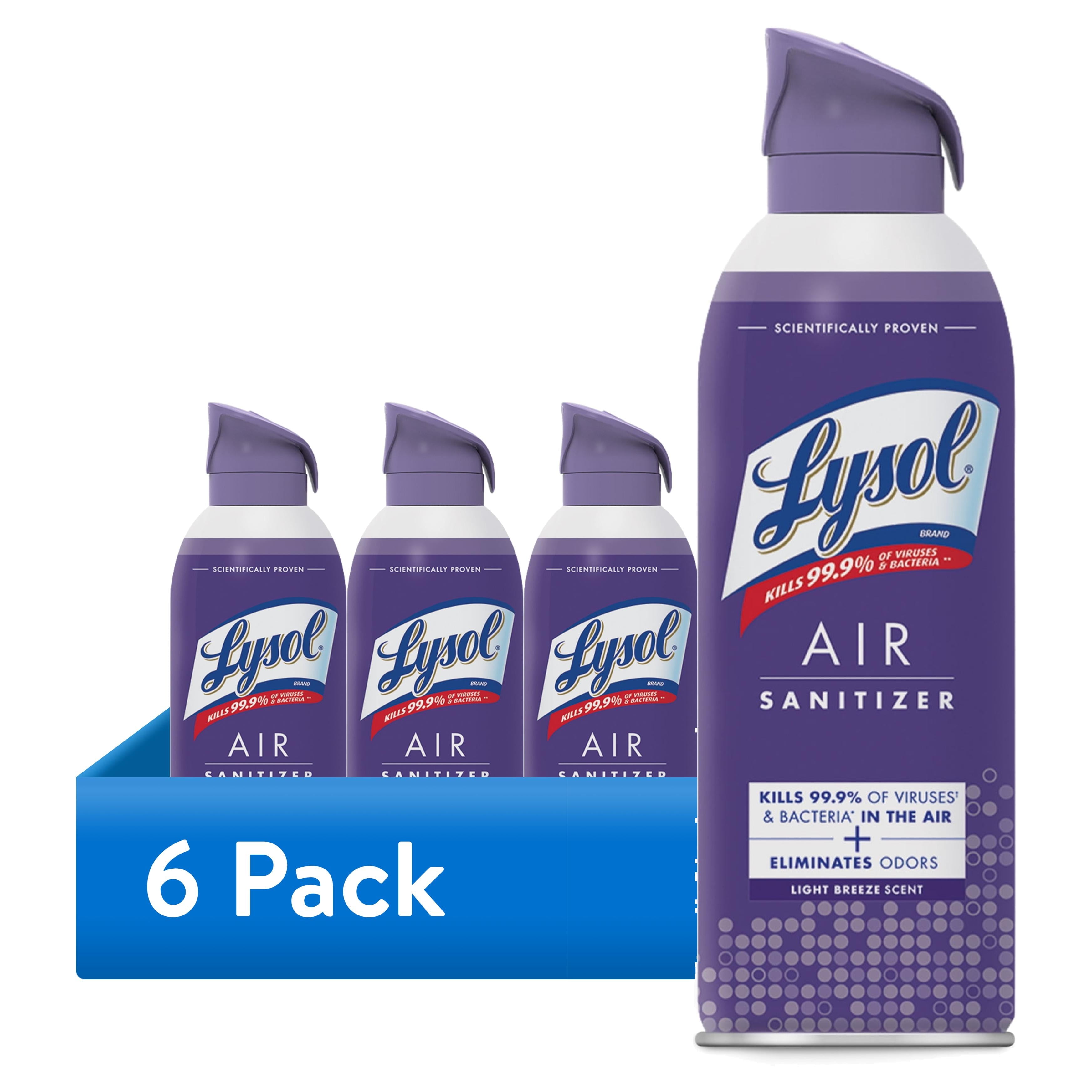 Lysol Air Sanitizer Spray - Air Sanitizer and Bacterial Odor Eliminating, Light Breeze Scent, 10 Fl. Oz - 6-Pack