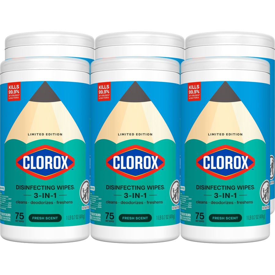 Clorox Bleach-Free Disinfecting and Cleaning Wipes - Fresh Scent, 75 Count - 6-Pack
