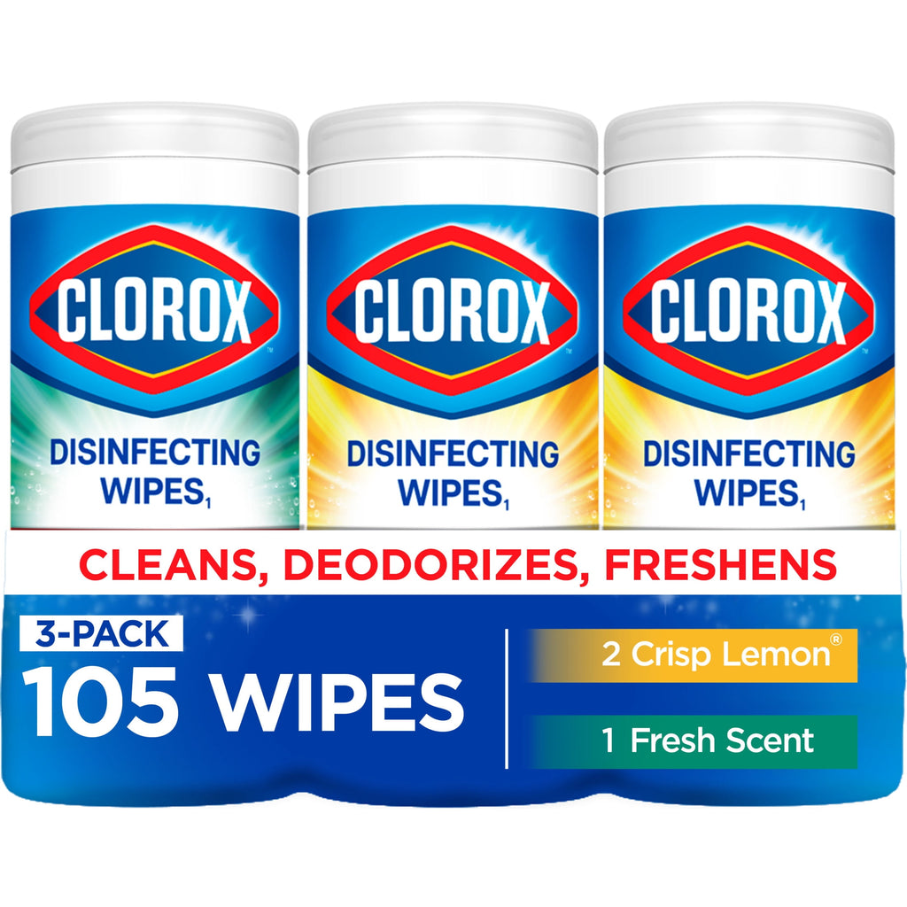 Clorox Disinfecting Cleaning Wipes Variety Pack - Bleach Free, Fresh Scent and Crisp Lemon, 35 Count Each, Pack of 3