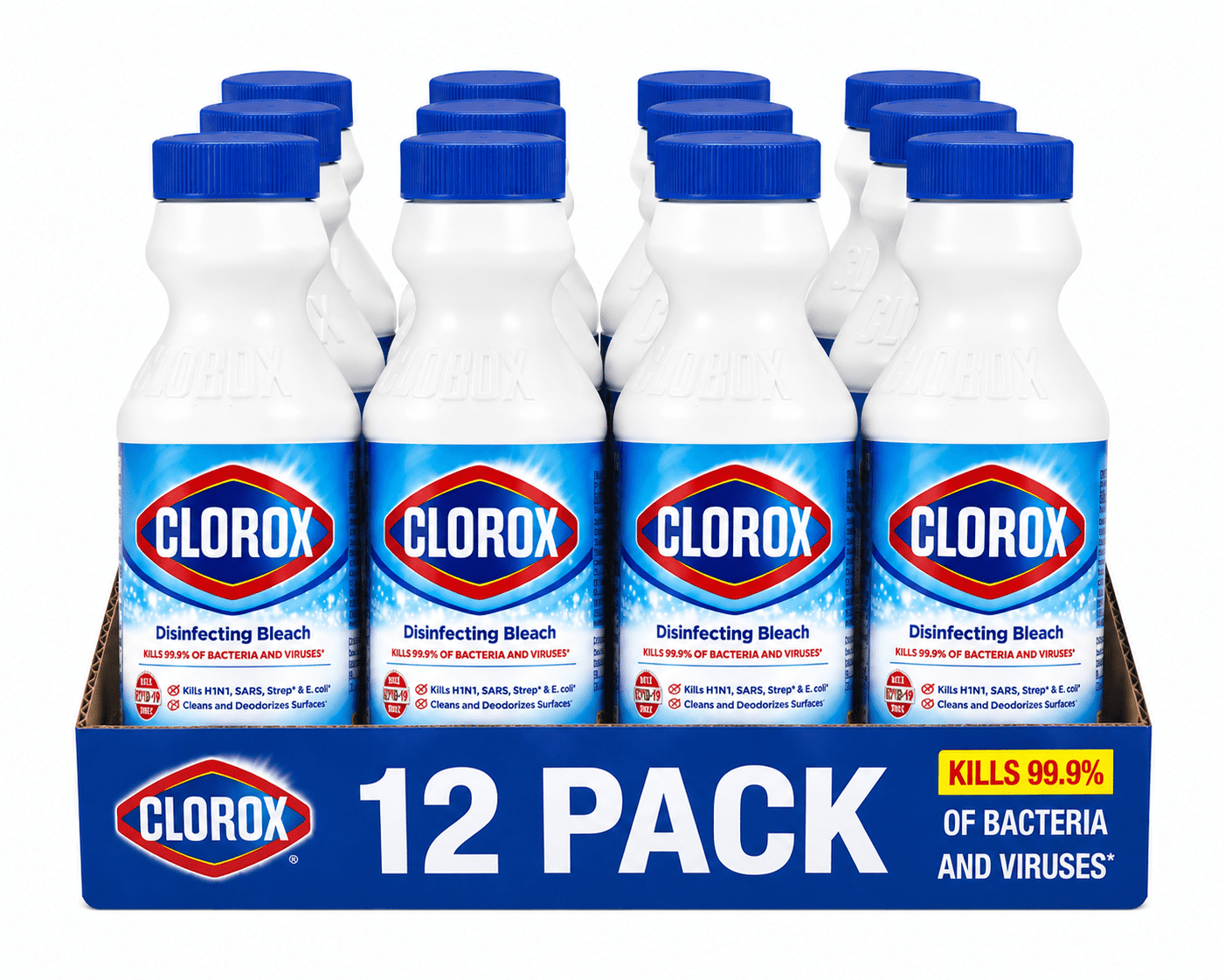 Clorox Disinfecting Bleach - Kills 99.9% of Bacteria and Viruses, Cleans and Deodorizes Surfaces, 11 fl oz, 12 Pack