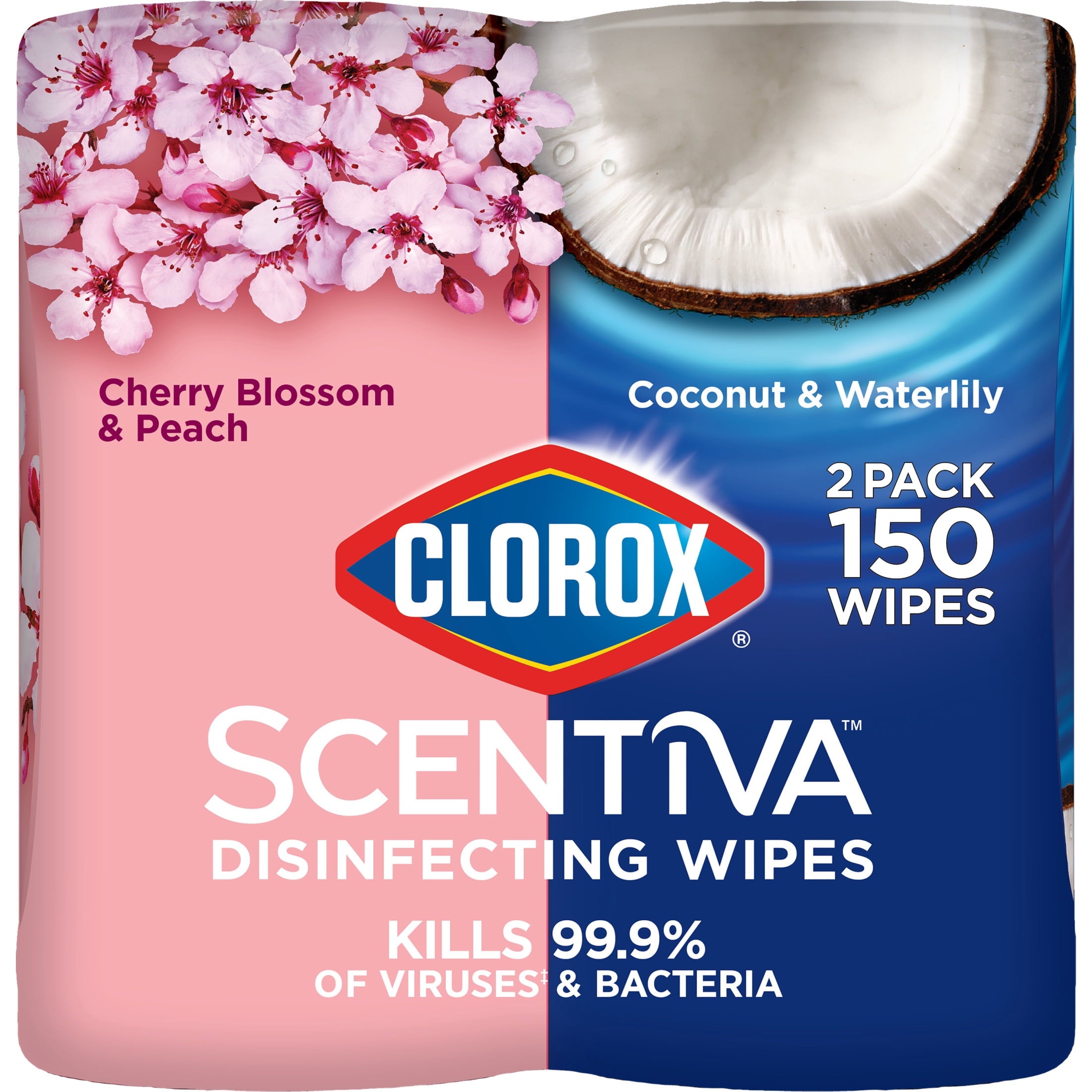 Clorox Scentiva Disinfecting Wipes - Value Pack, 75 Count Each, Pack of 2
